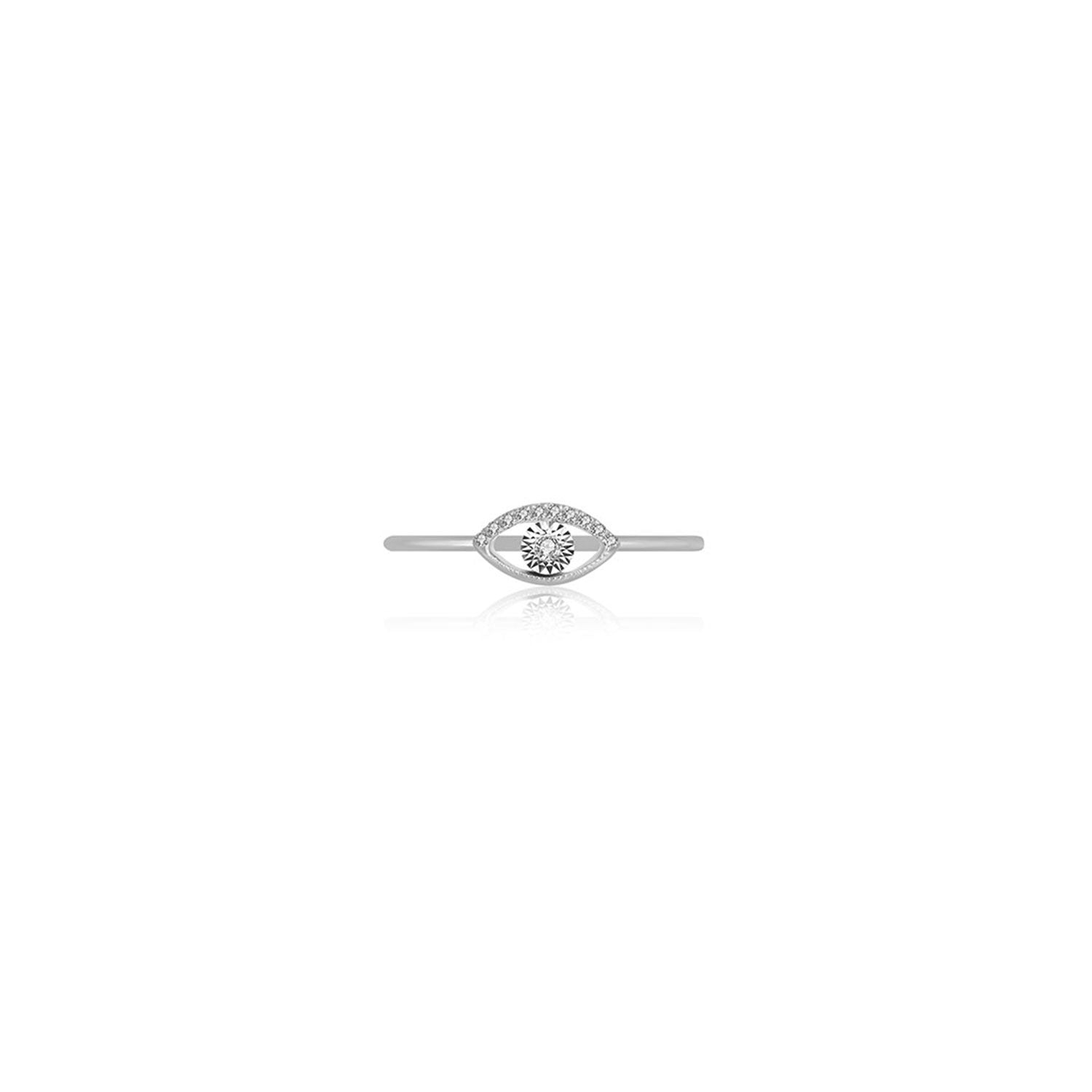 18K White Gold Eye Shape Diamond Ring