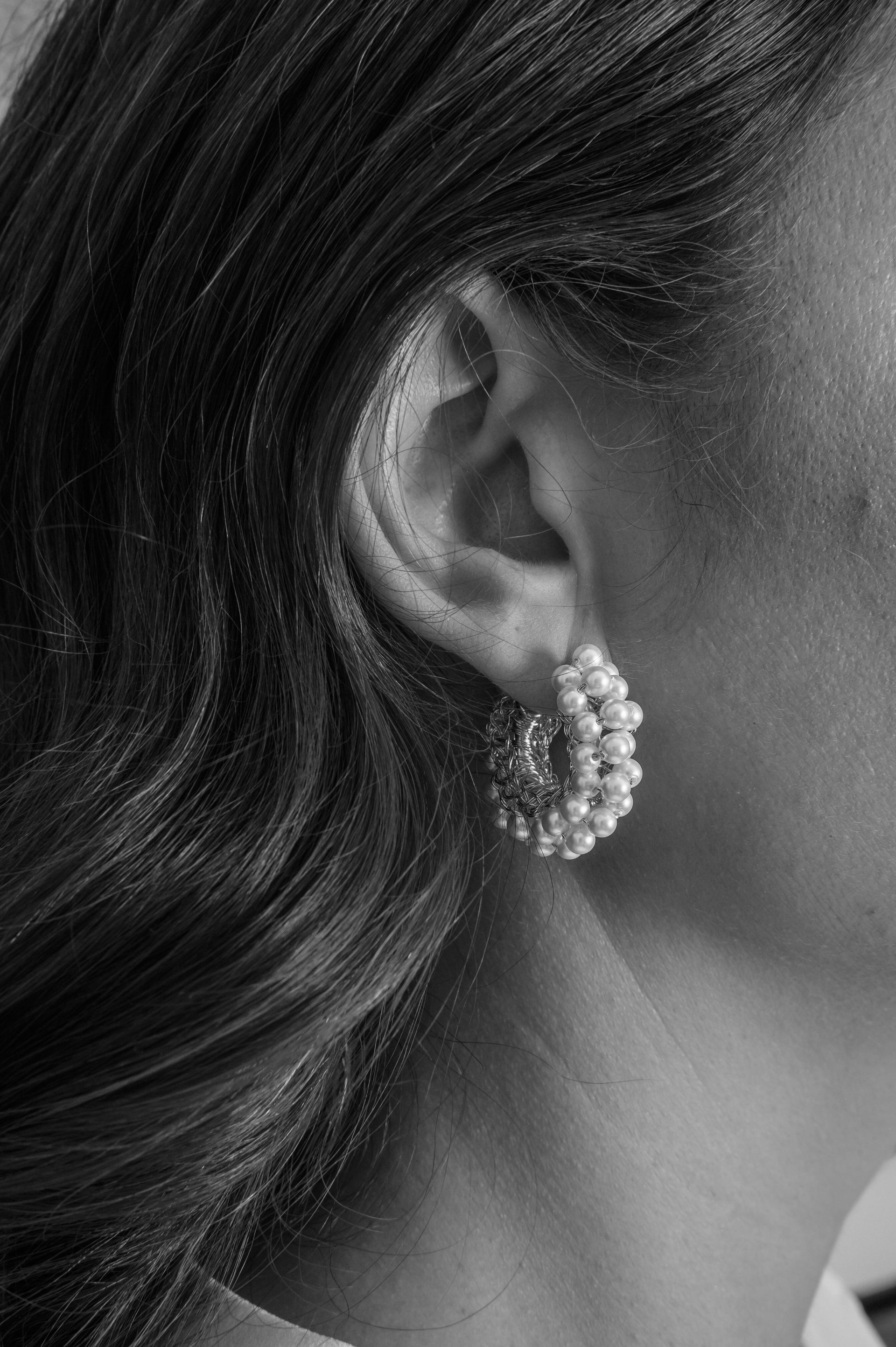 Seafoam Blue Mix Dandelions Hoops Handmade Earrings