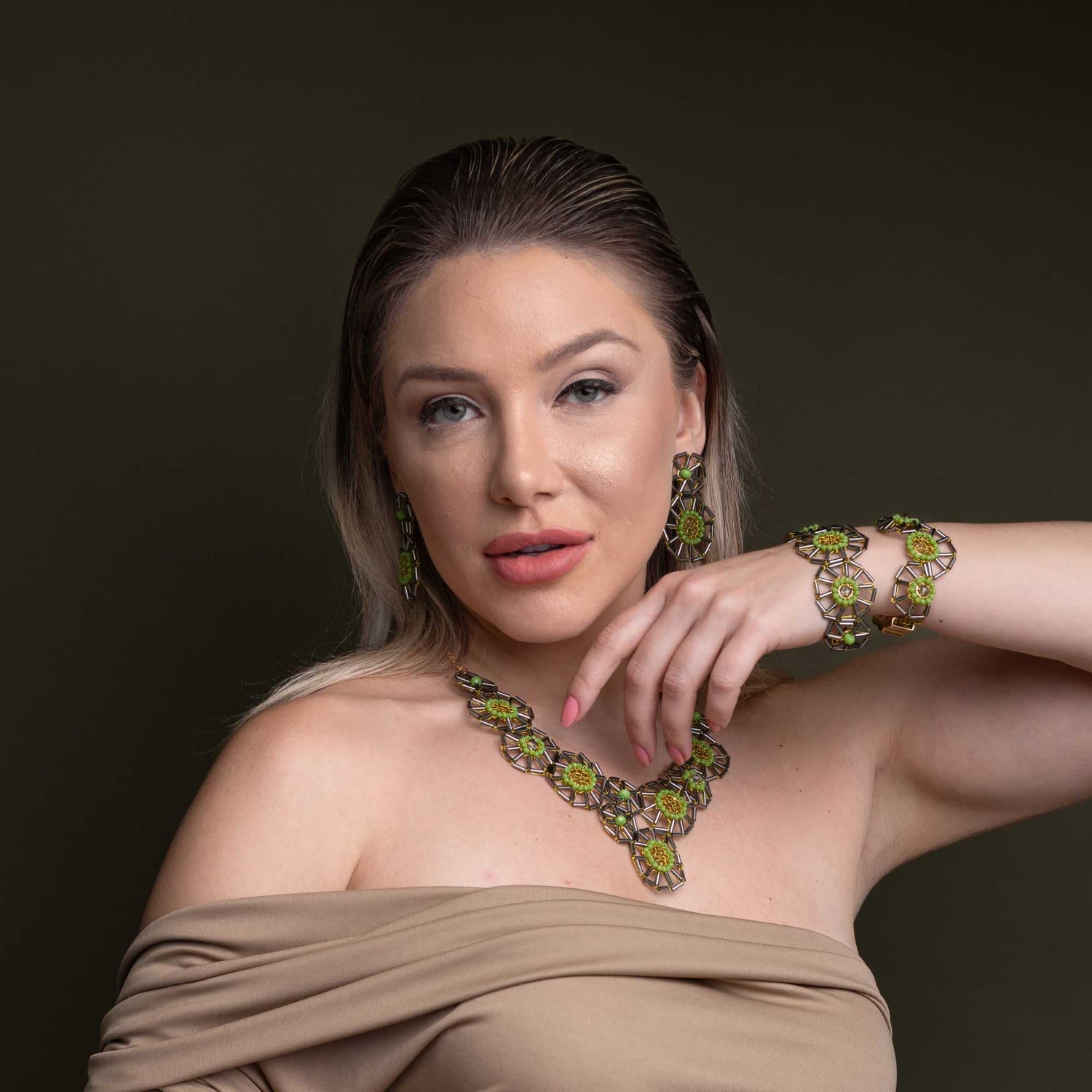 Neon Green Mix Themis Handmade Crochet Bracelet