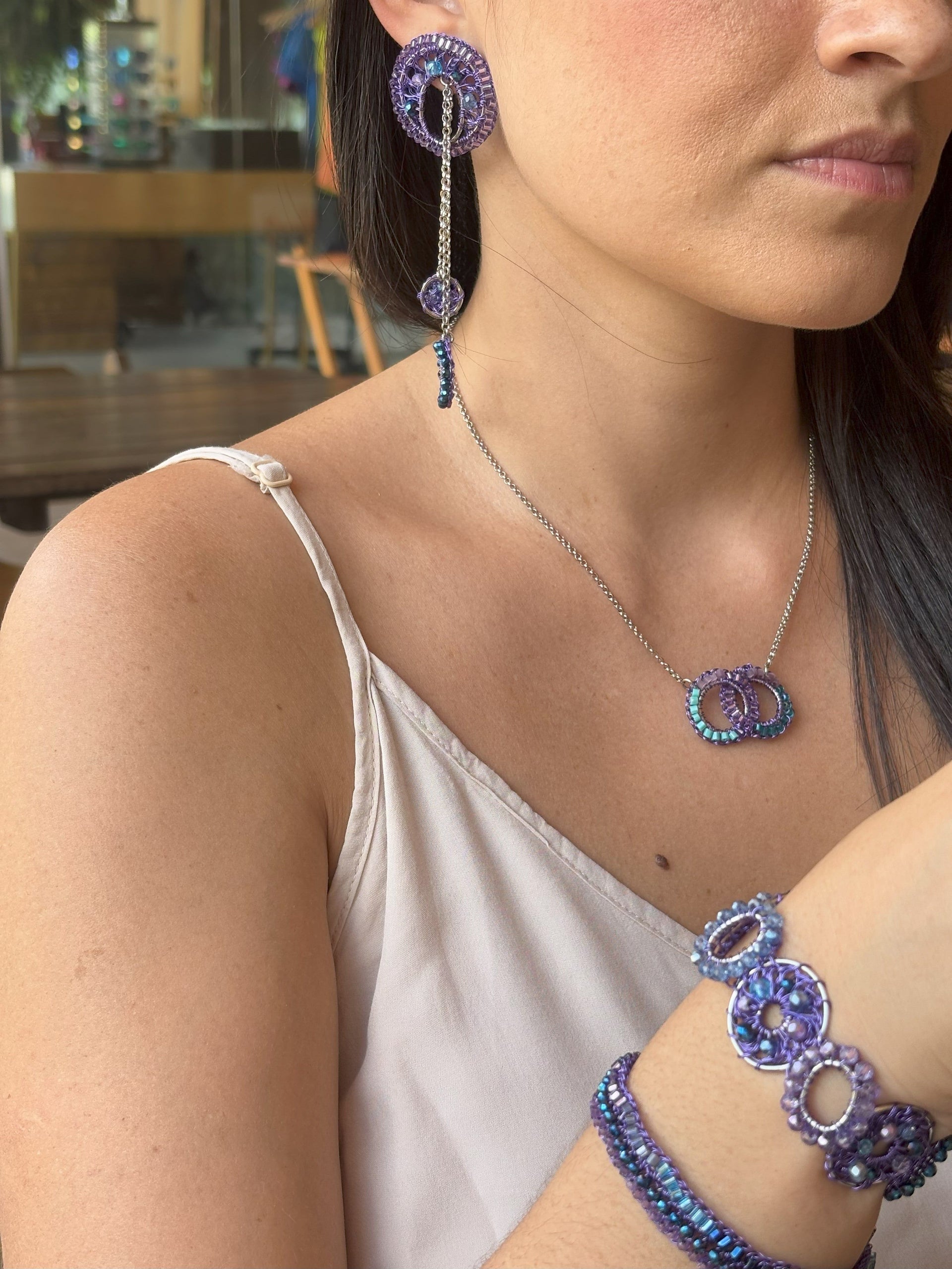 Neon Purple Mix Nova Handmade Crochet Necklace