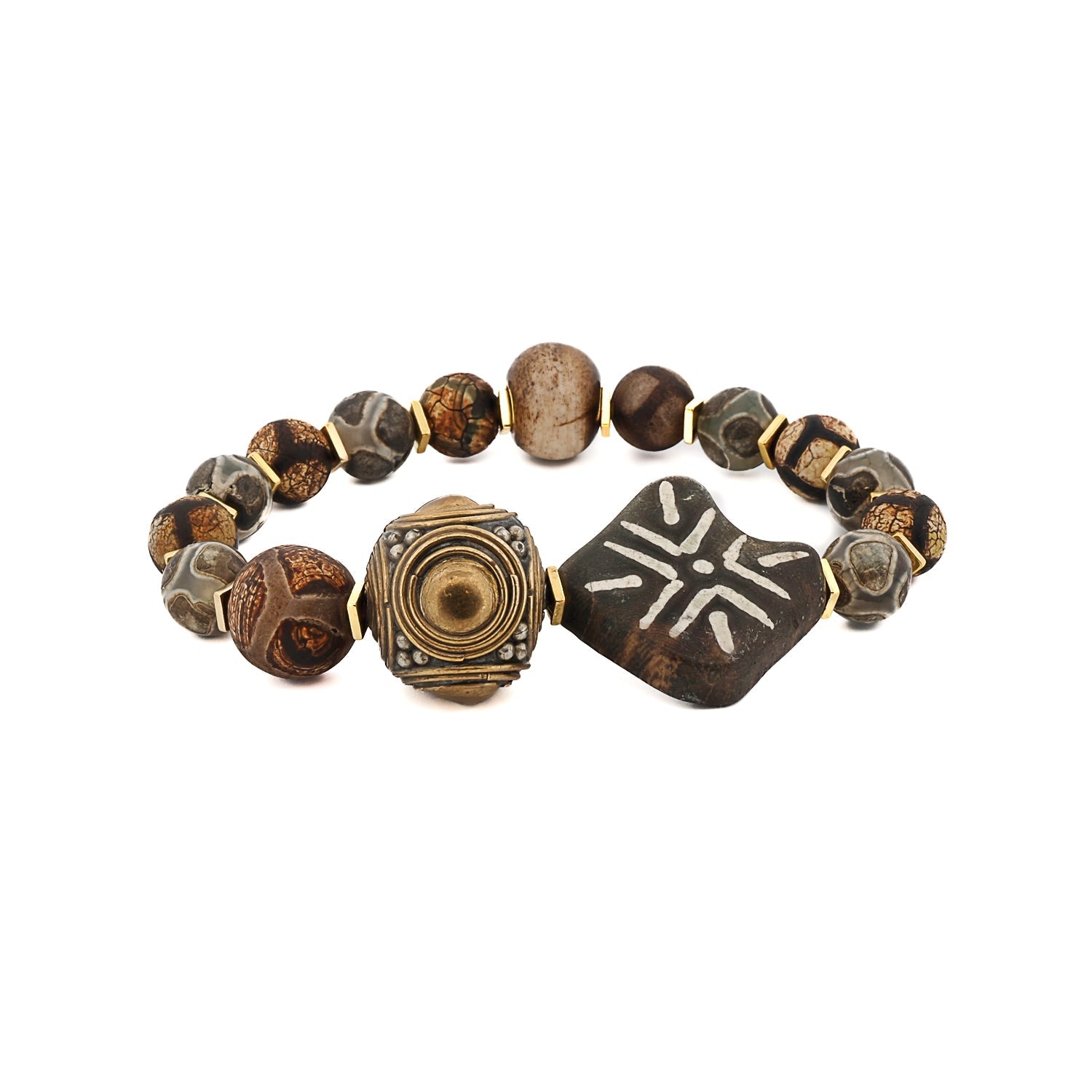 Nepal Agate Nature Beaded Bracelet - Brown