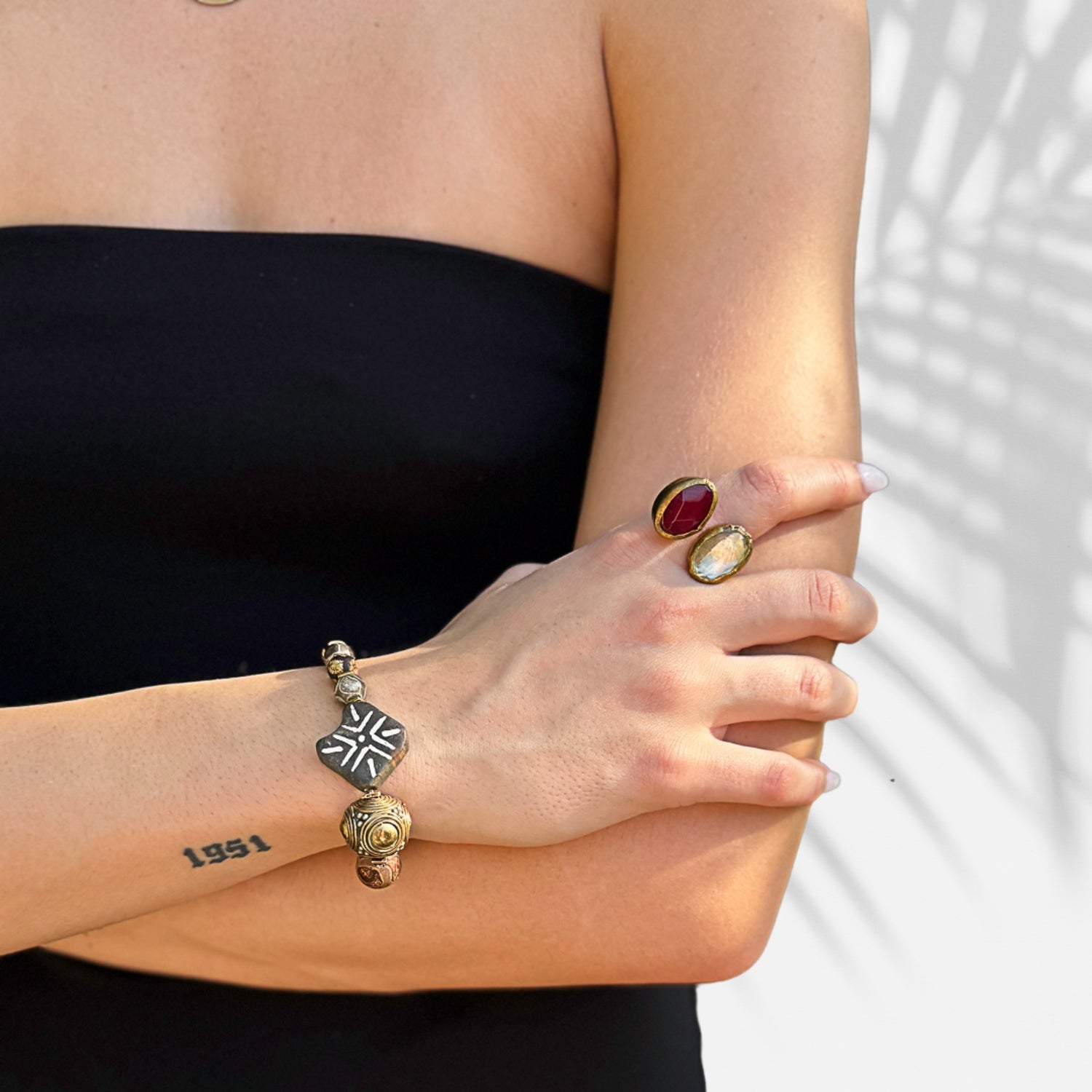 Nepal Agate Nature Beaded Bracelet - Brown