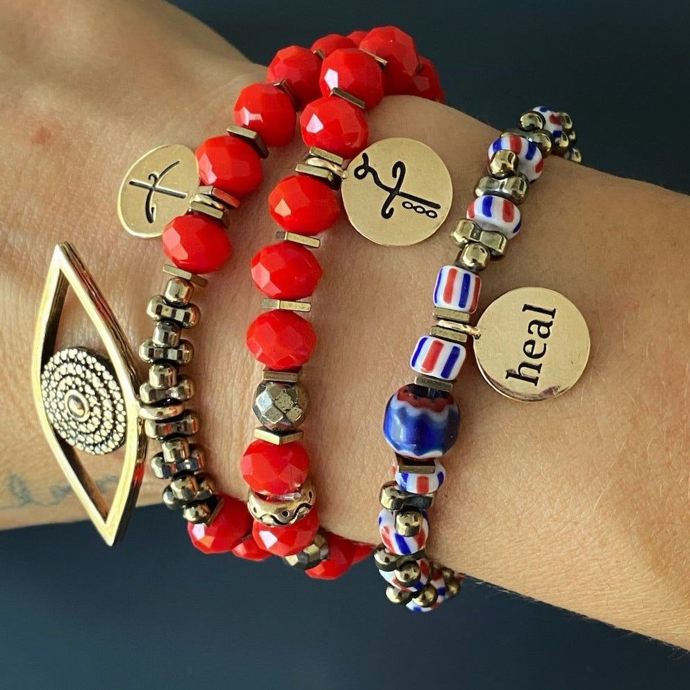 African Beaded Heal Charm Bracelet - Multicolor