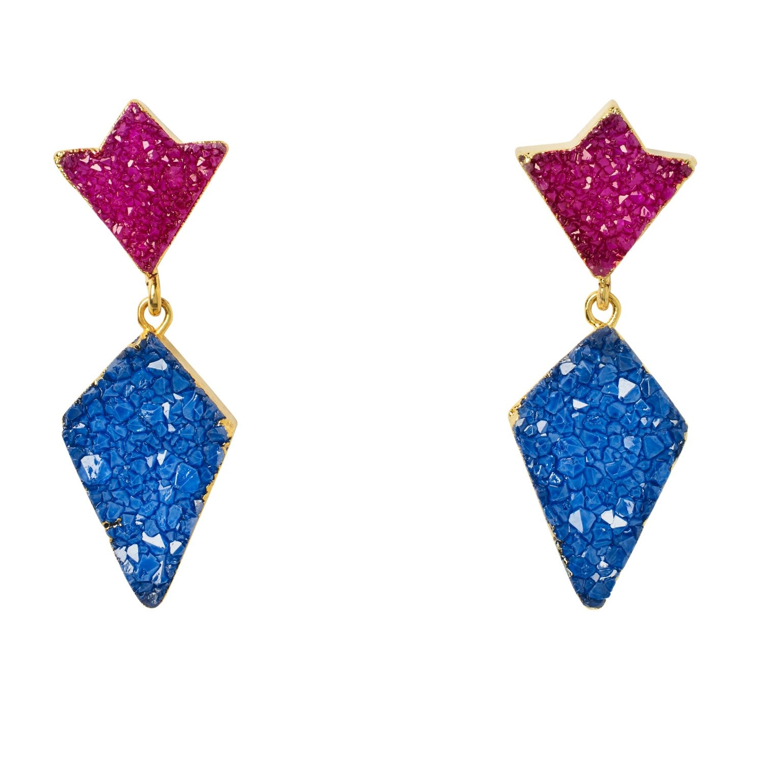 Princess Berry Blue Druzy Gold Earrings