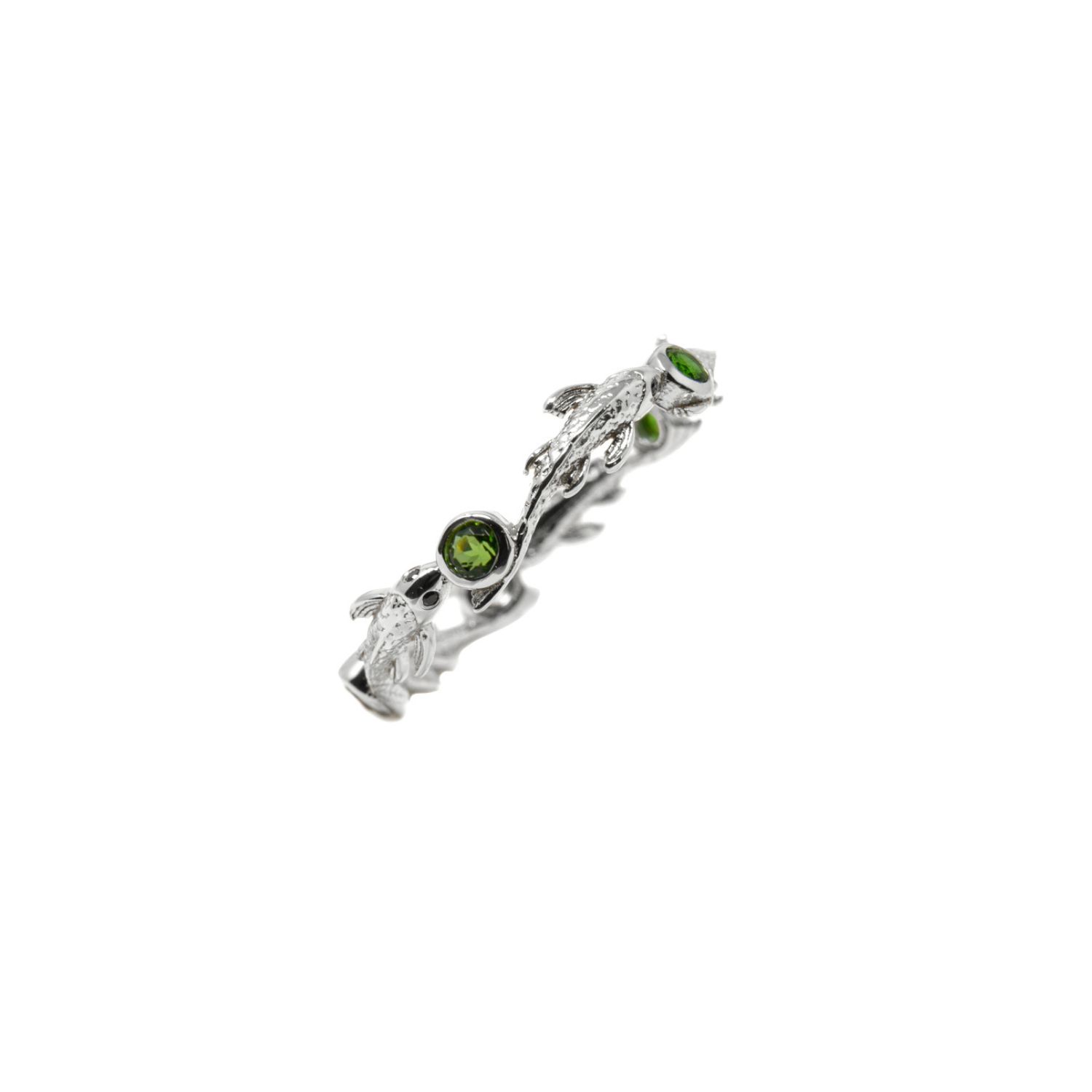 Eternity Neshama Fish Band- Chrome Diopside, Silver