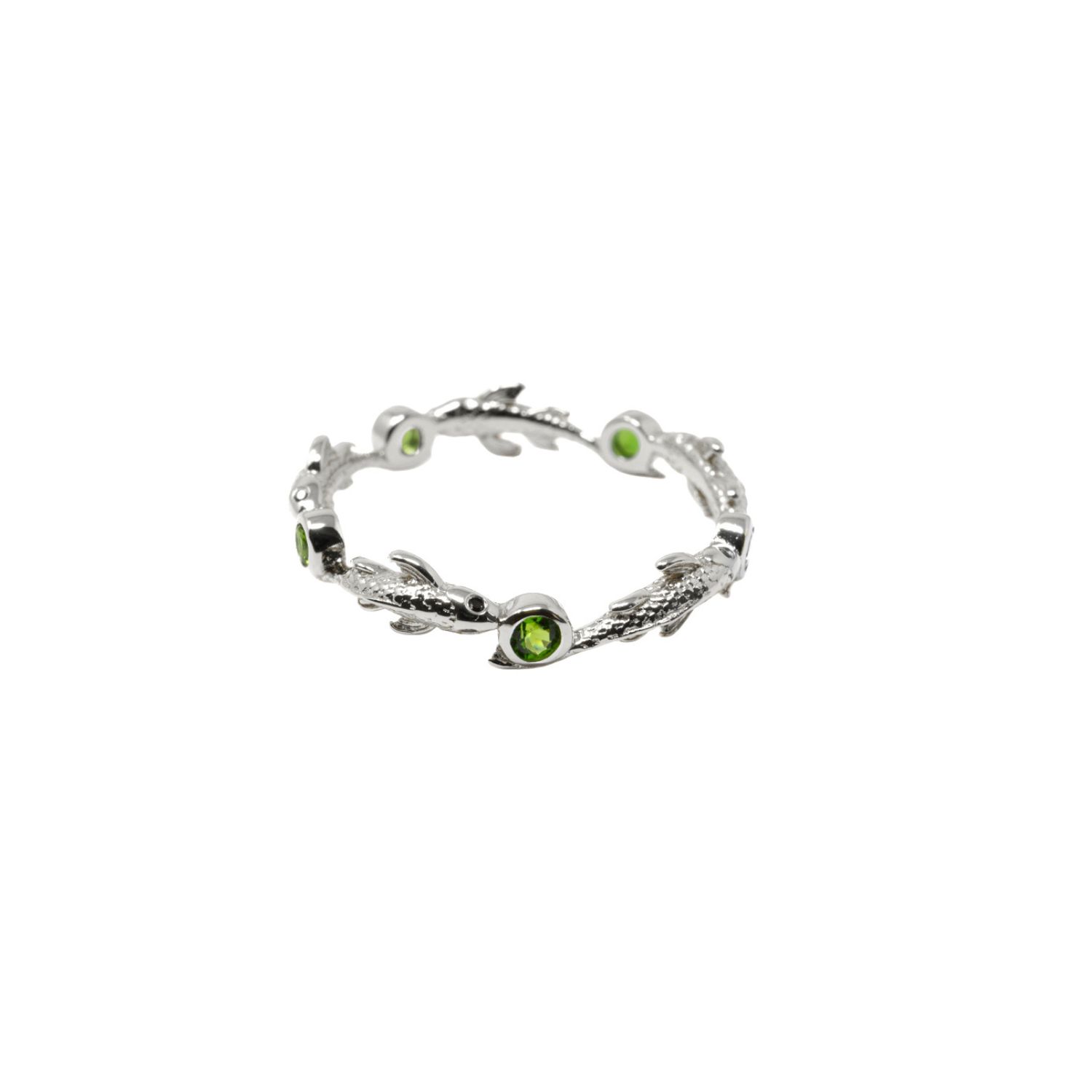 Eternity Neshama Fish Band- Chrome Diopside, Silver
