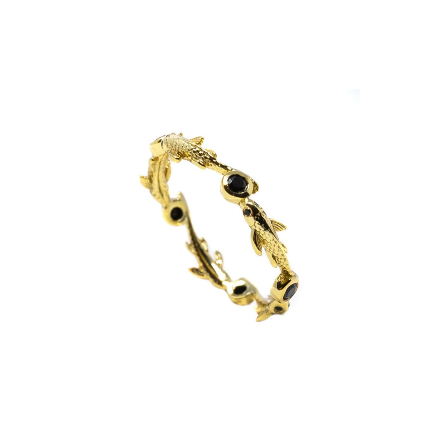 Eternity Neshama Fish Band- Onyx- Gold