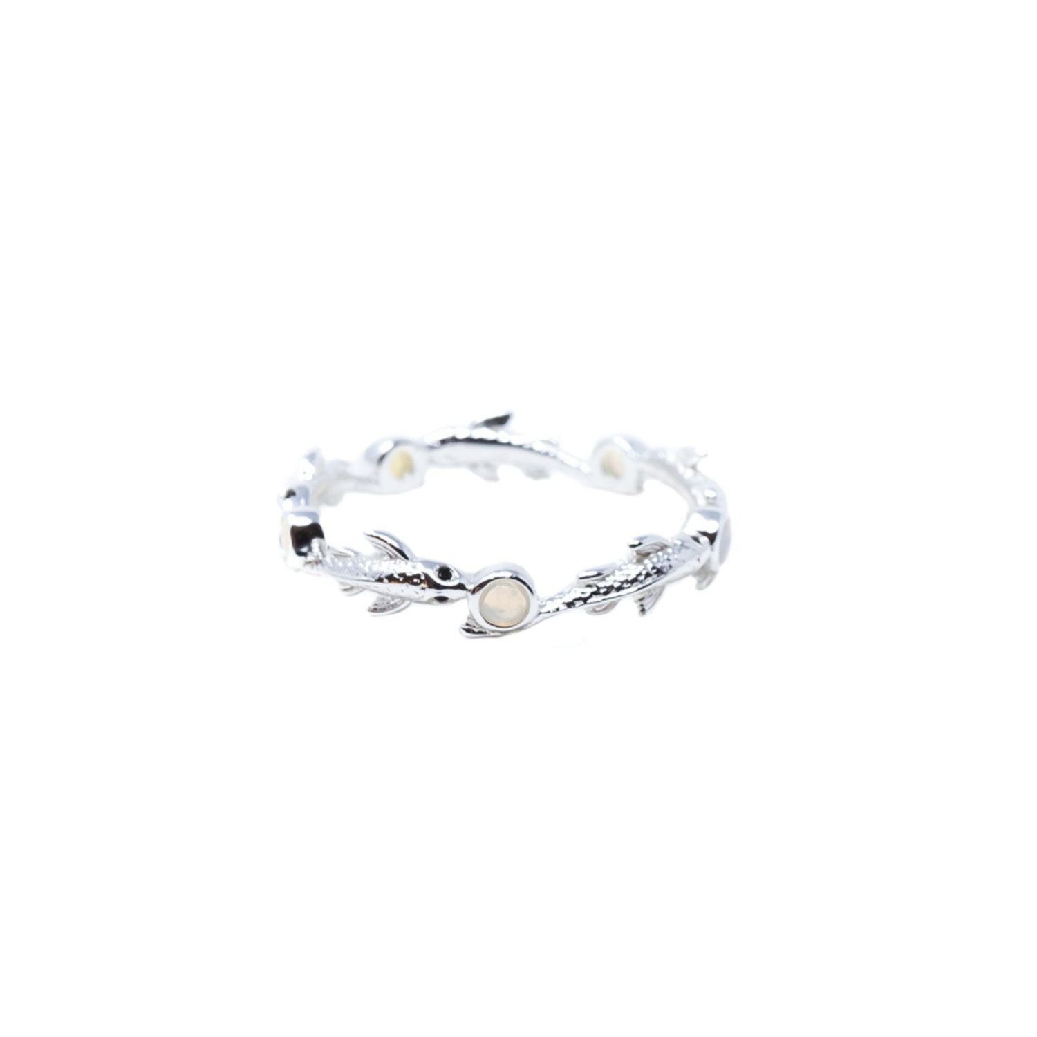 Eternity Neshama Fish Band- Opal- Silver