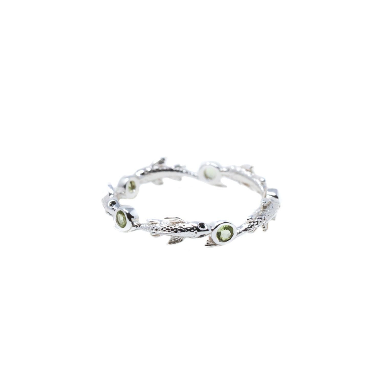 Eternity Neshama Fish Band- Peridot- Silver