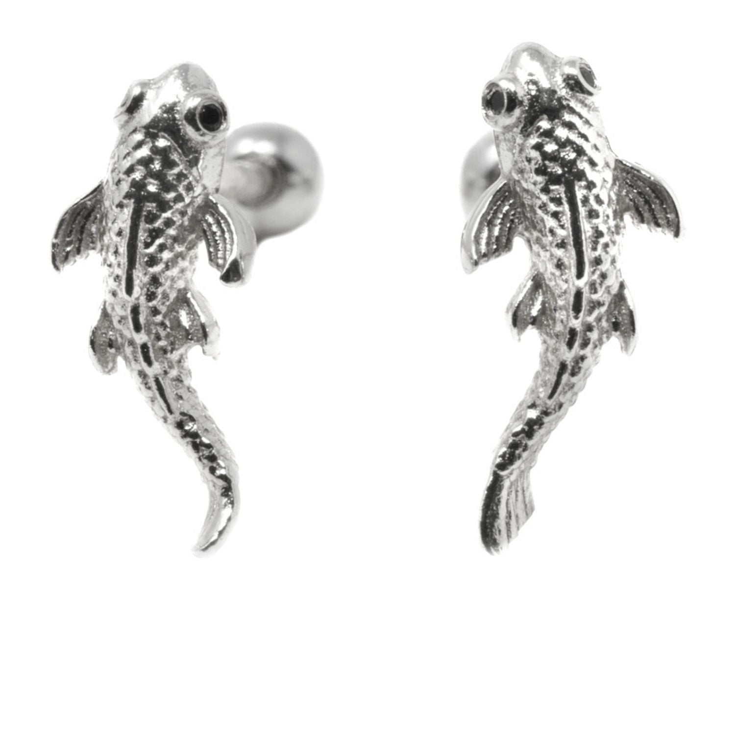 Fish Neshama Studs- Silver