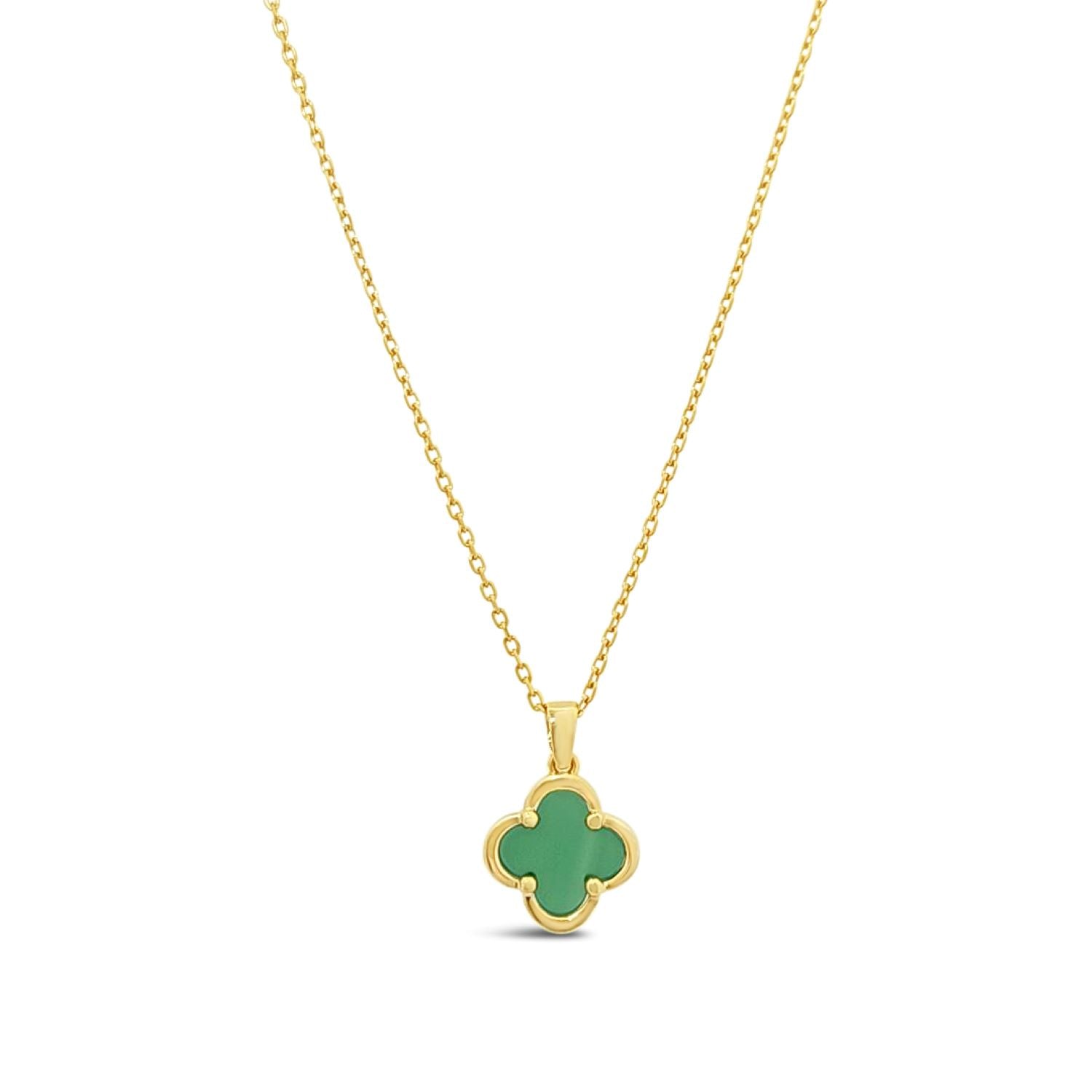 Clover Pendant-Green Onyx-Gold