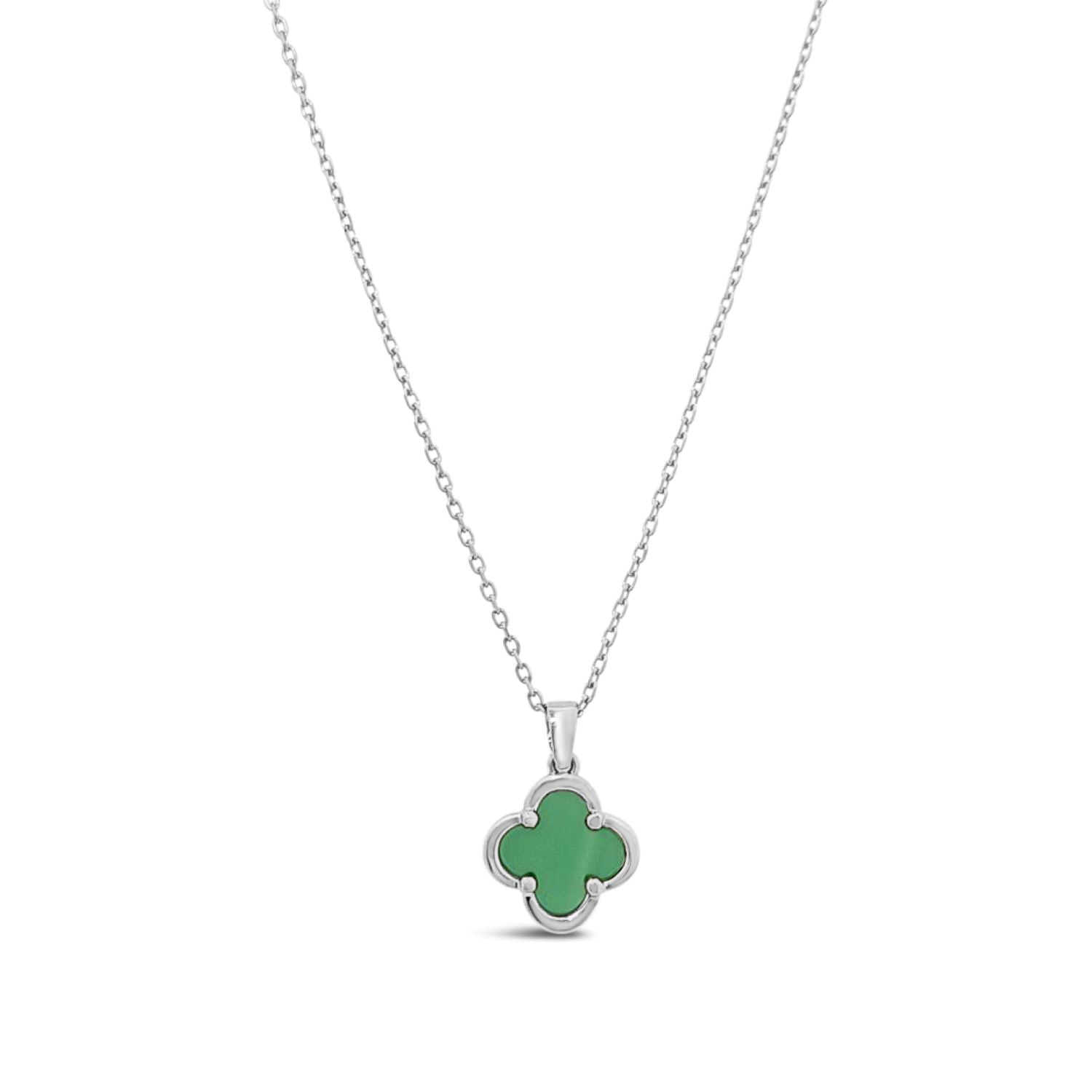 Clover Pendant-Green Onyx-Silver