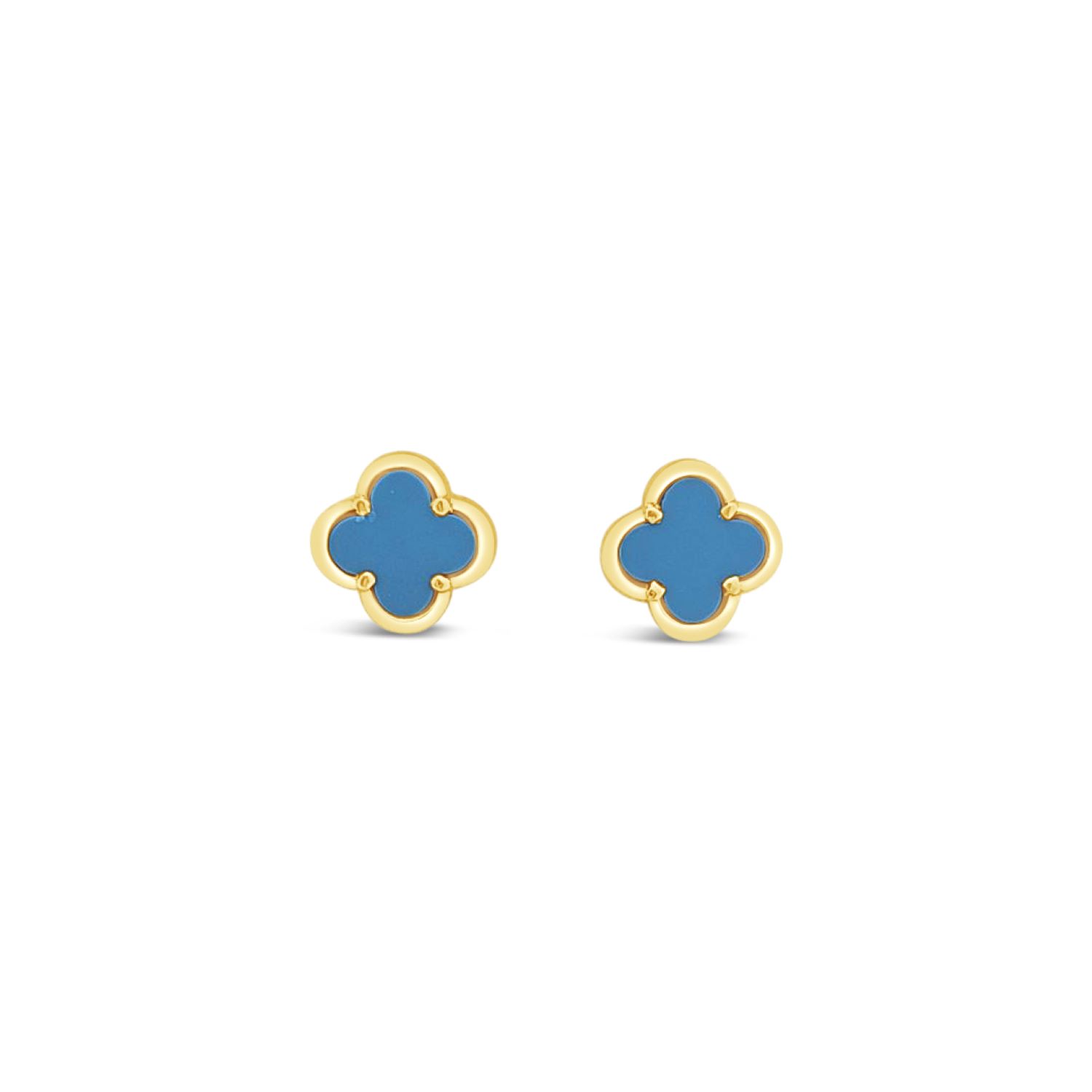 Clover Stud Earring Ten Mm - Turquoise -Gold