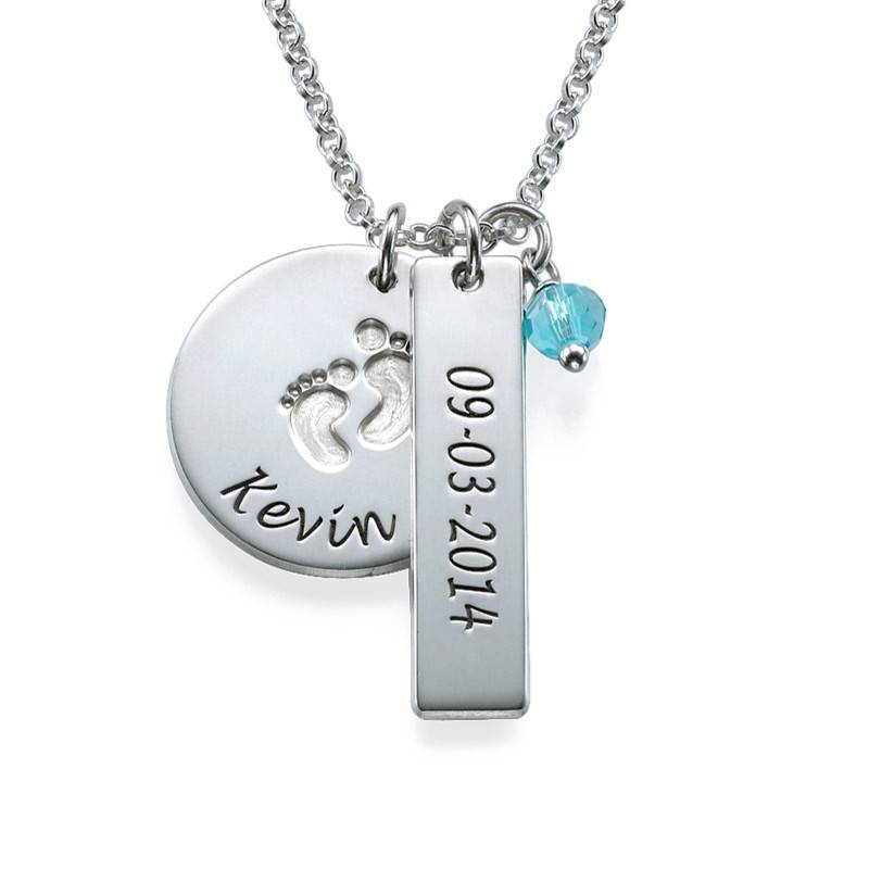New Mom Jewelry - Baby Feet Charm Necklace in Silver