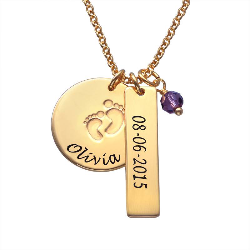 Baby Feet Charm Necklace with Gold Plating
