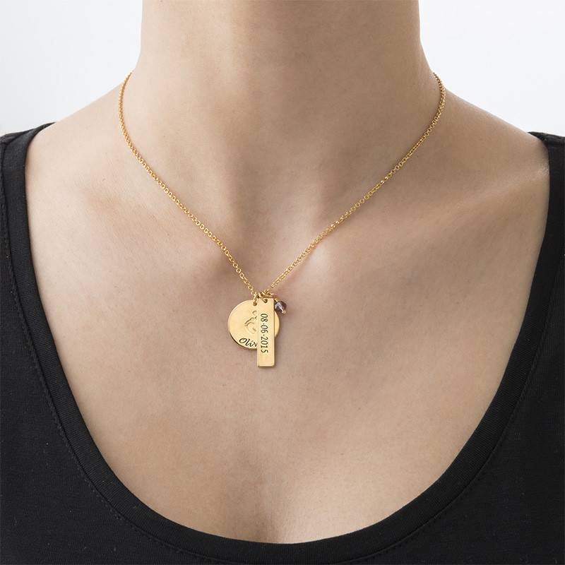 Baby Feet Charm Necklace with Gold Plating