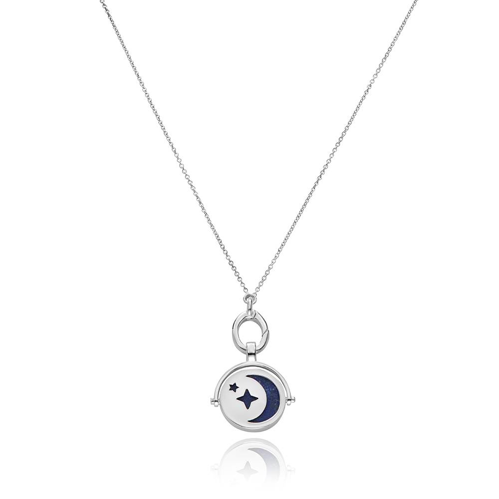 New Moon Spinner Pendant Necklace in Silver