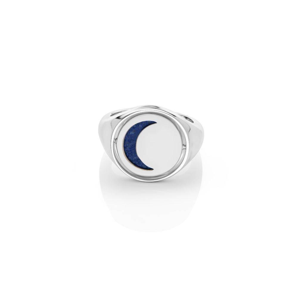 New Moon Spinner Signet Ring in Silver