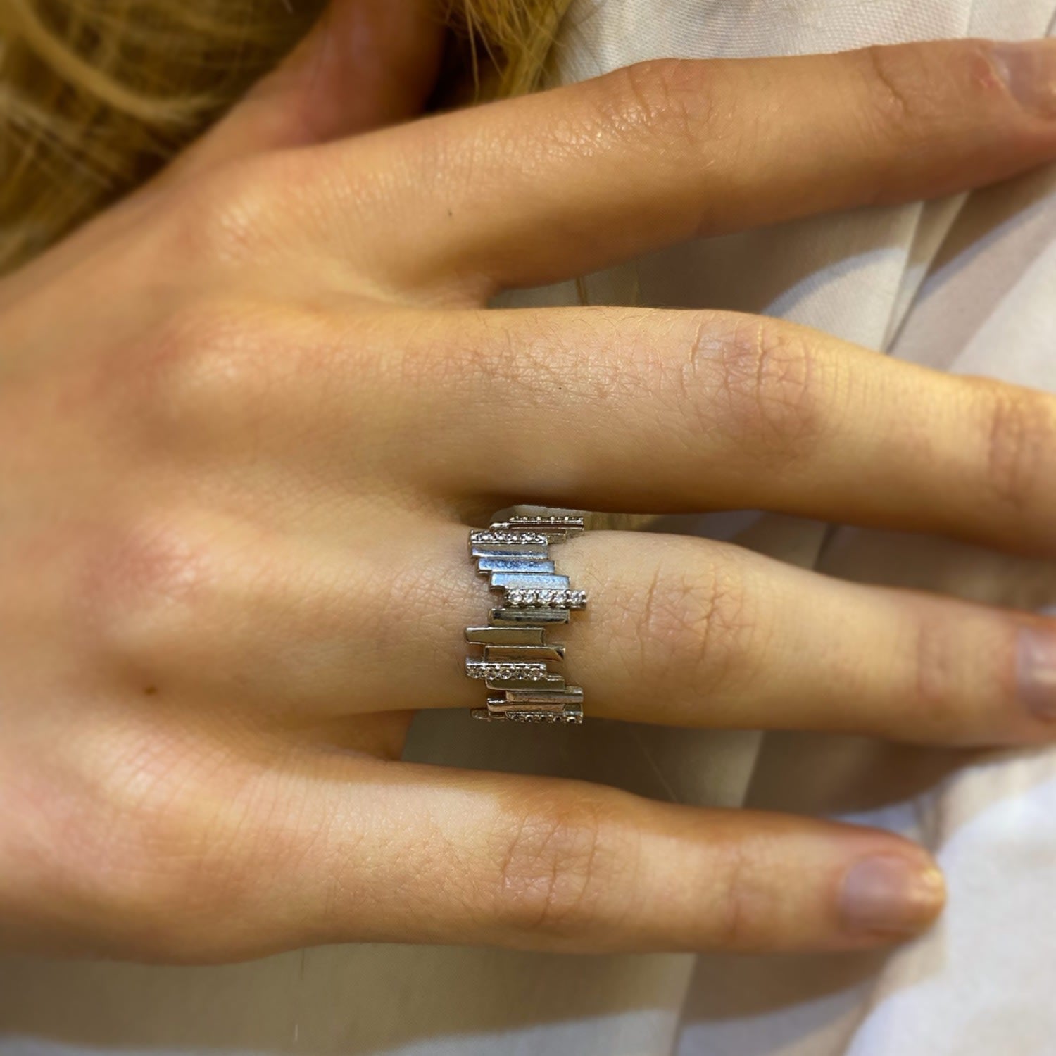 New Multiple Bar Sterling Silver Ring - Silver