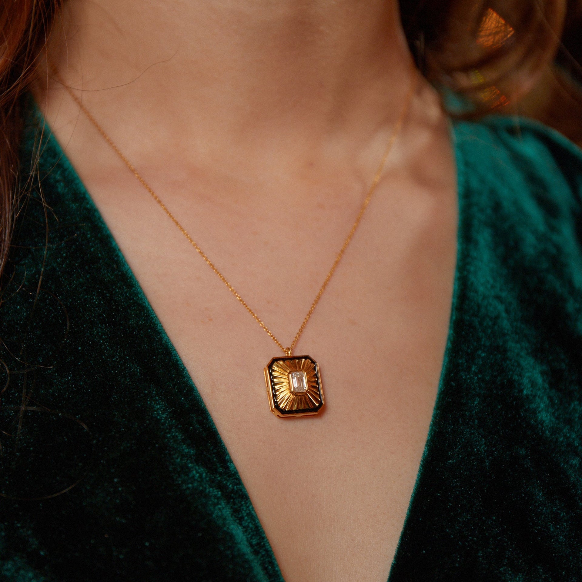 Art Deco Diamond Gold Necklace