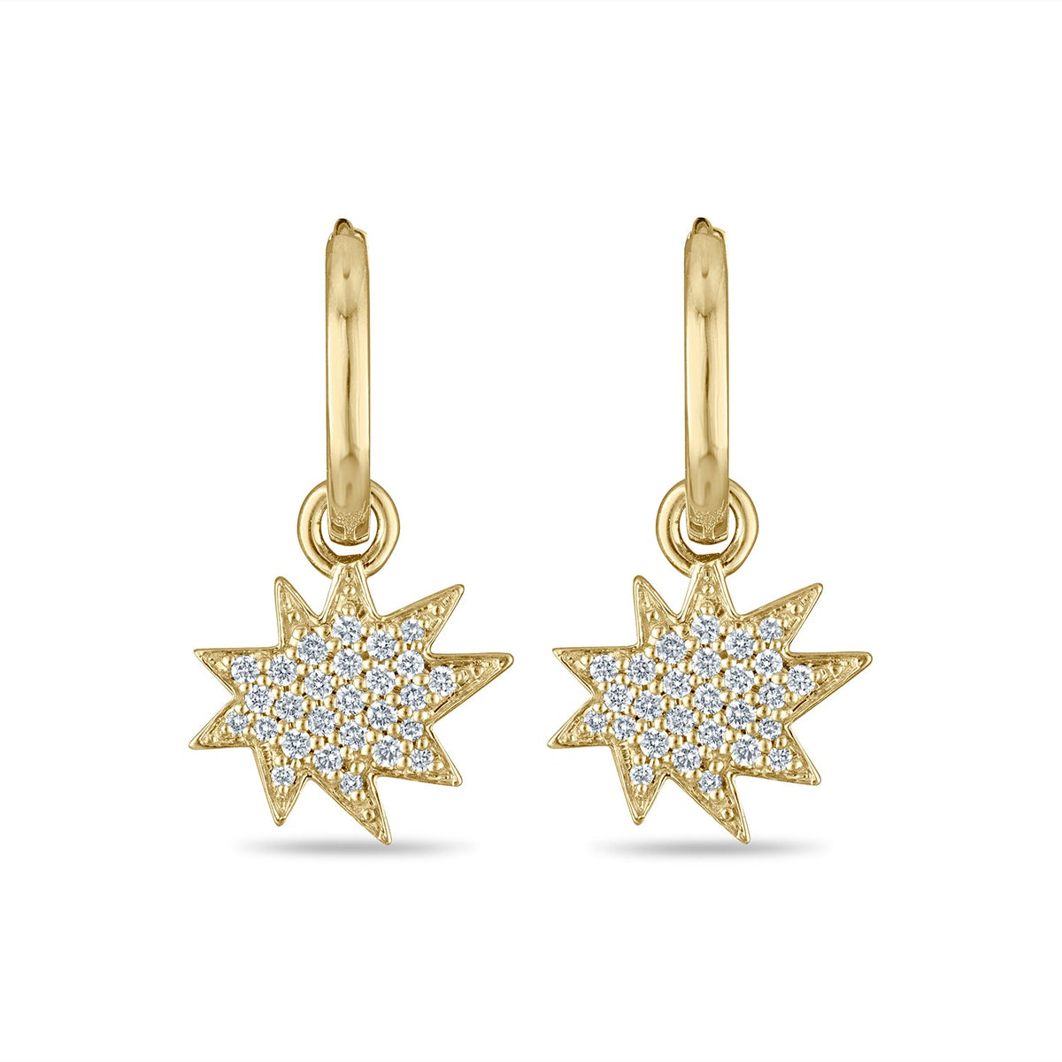 Gold Mini KAPOW! Pavé Diamond Charms on Huggies