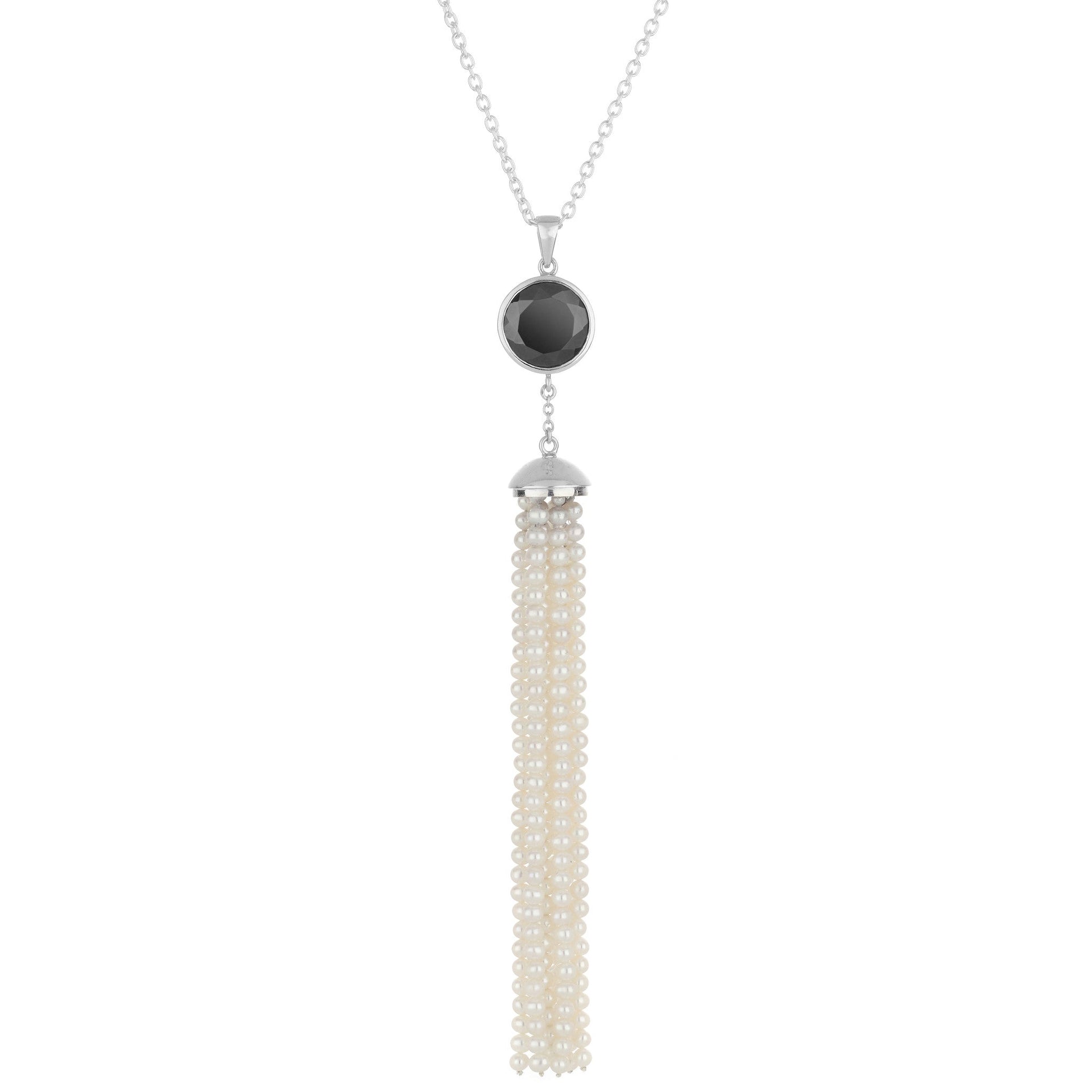 Spinel & Pearl Tassel Necklace