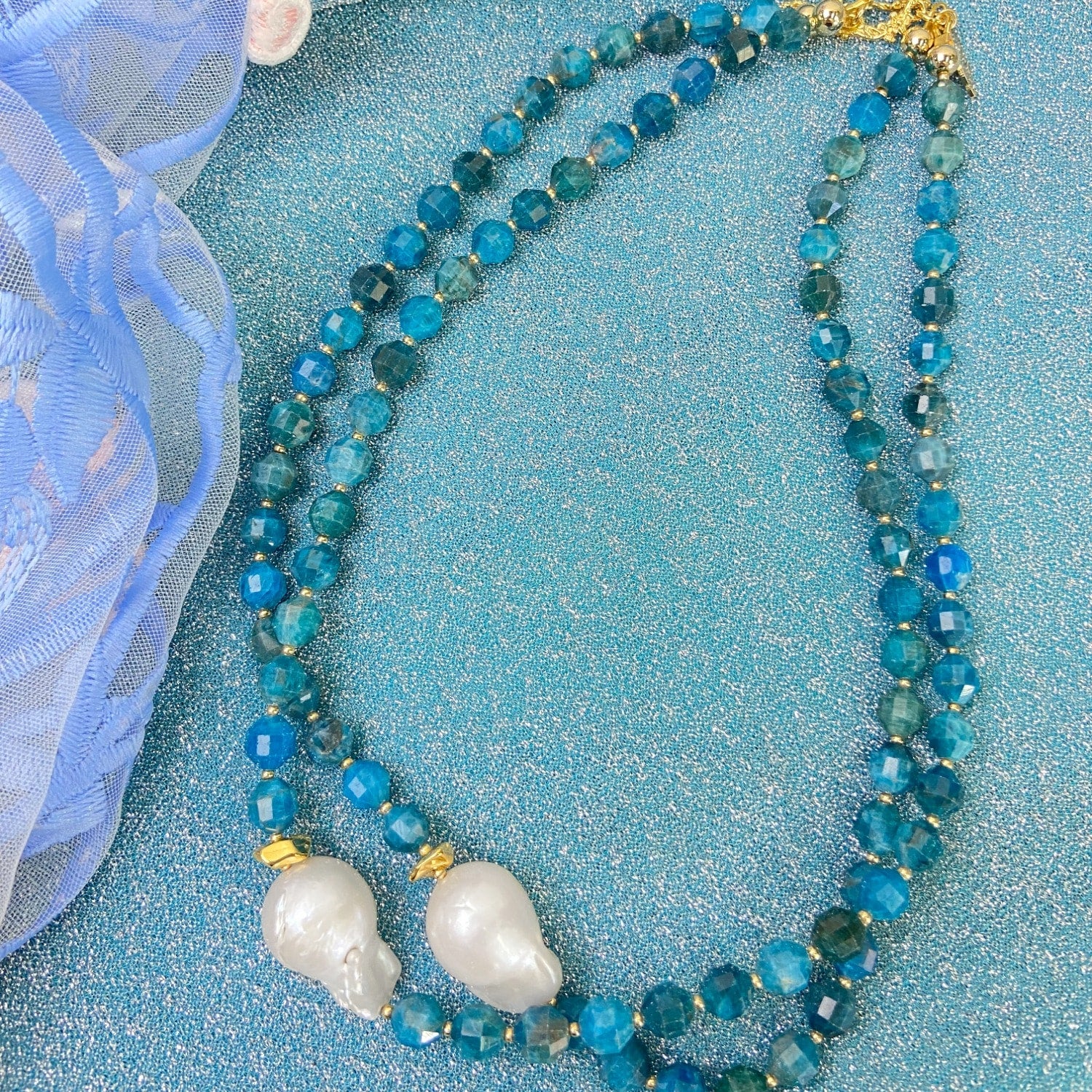 Apatite With Baroque Double Strands Necklace
