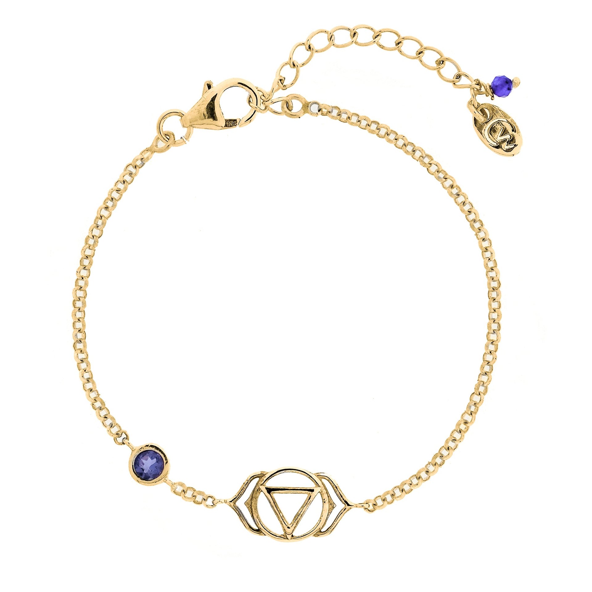 Third Eye Gold Vermeil Chakra Bracelet - Iolite