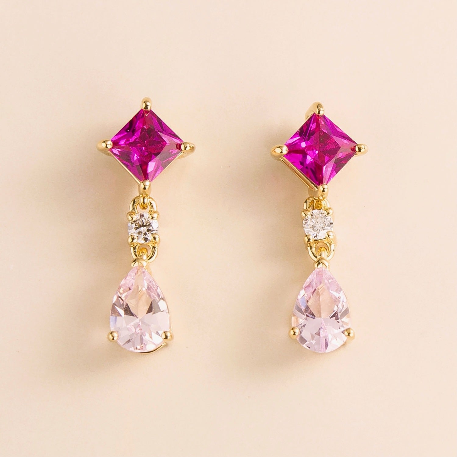 Ori Pink Sapphires & Diamonds Gold Earrings