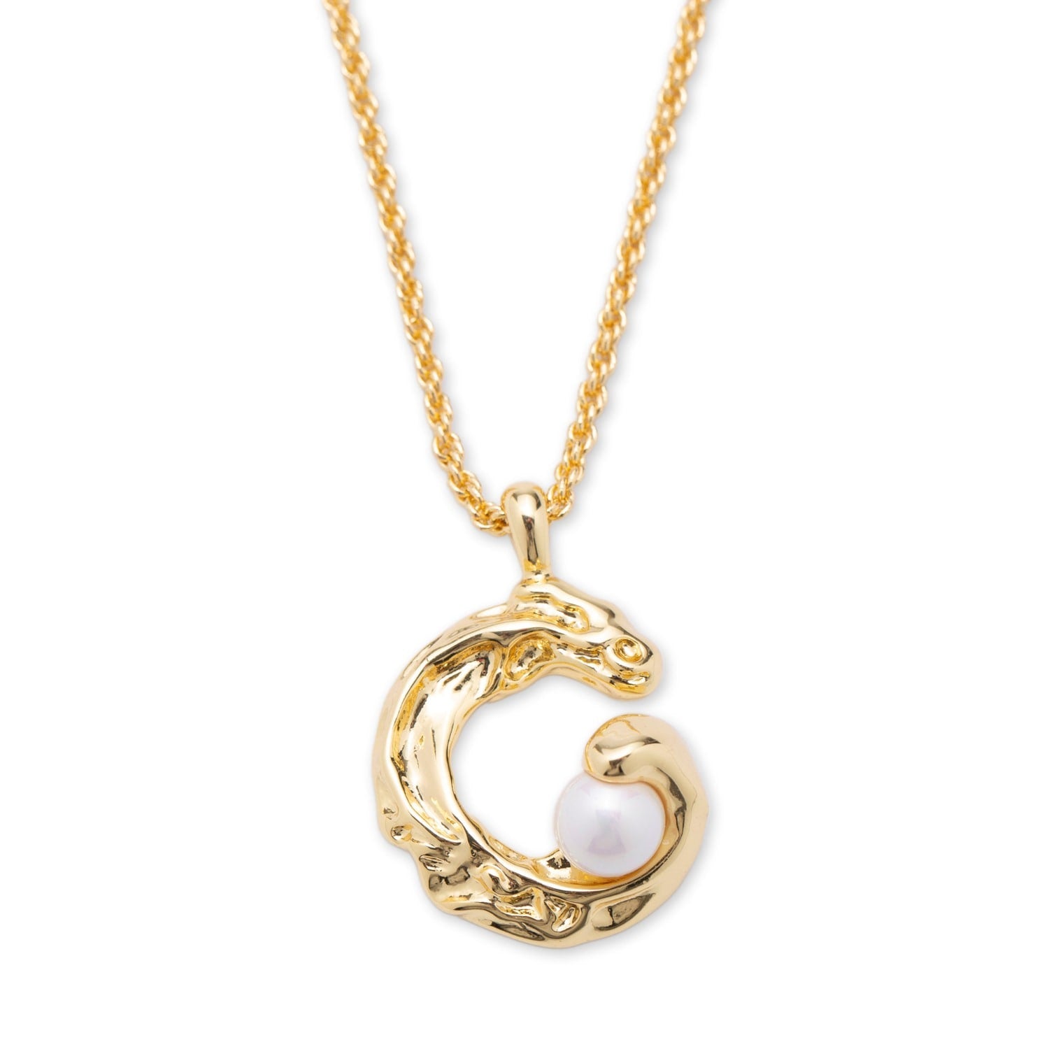 Nicole Gold Molten C Hoop Pendant Necklace