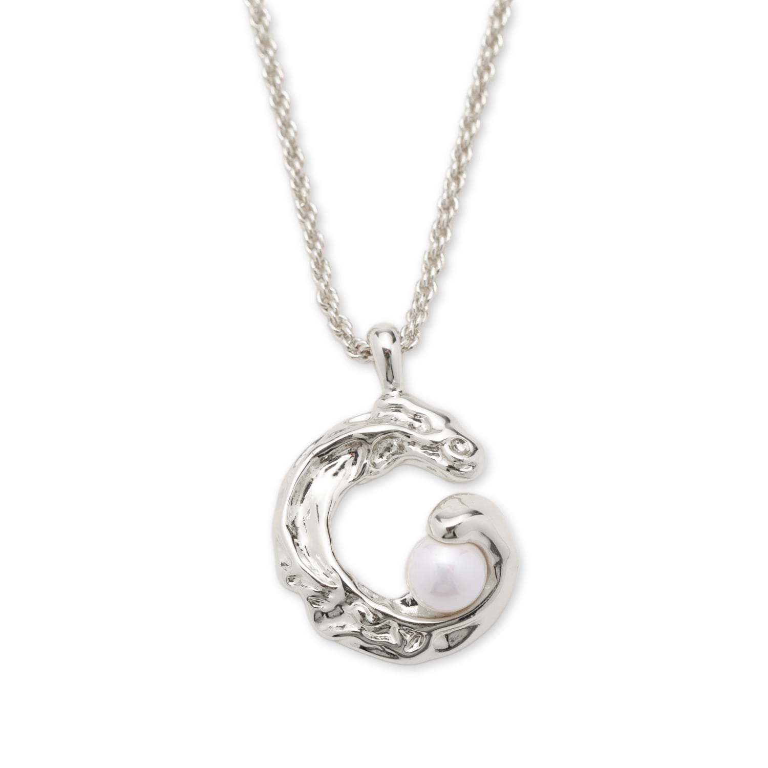Nicole Silver Molten C Hoop Pendant Necklace