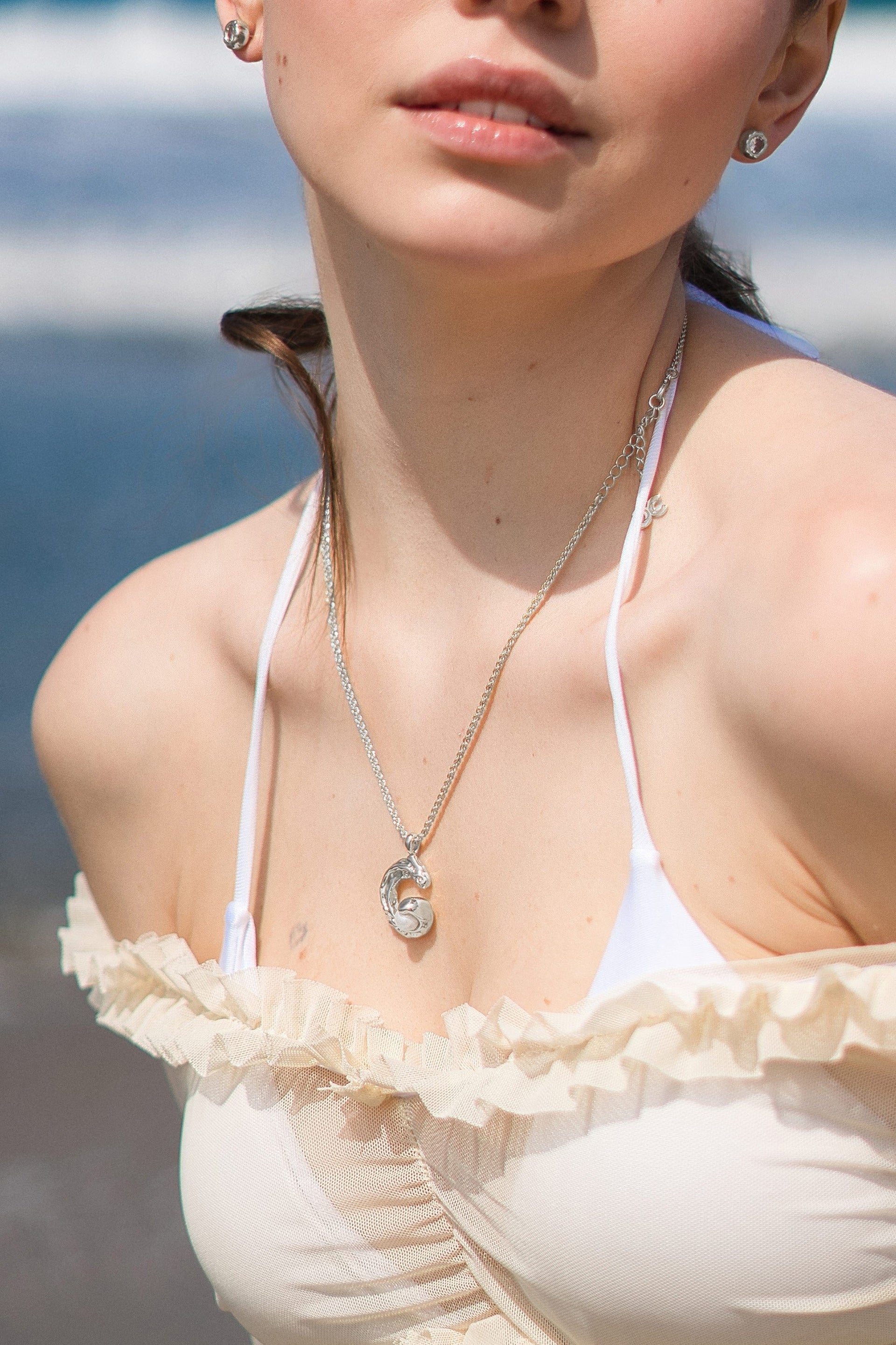 Nicole Silver Molten C Hoop Pendant Necklace