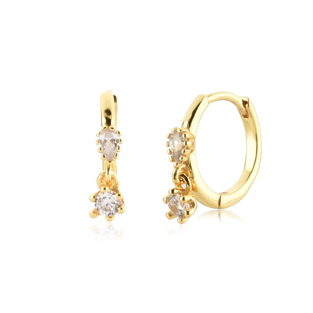 Mini Pear Cut Huggie Hoop Gold Vermeil Earrings