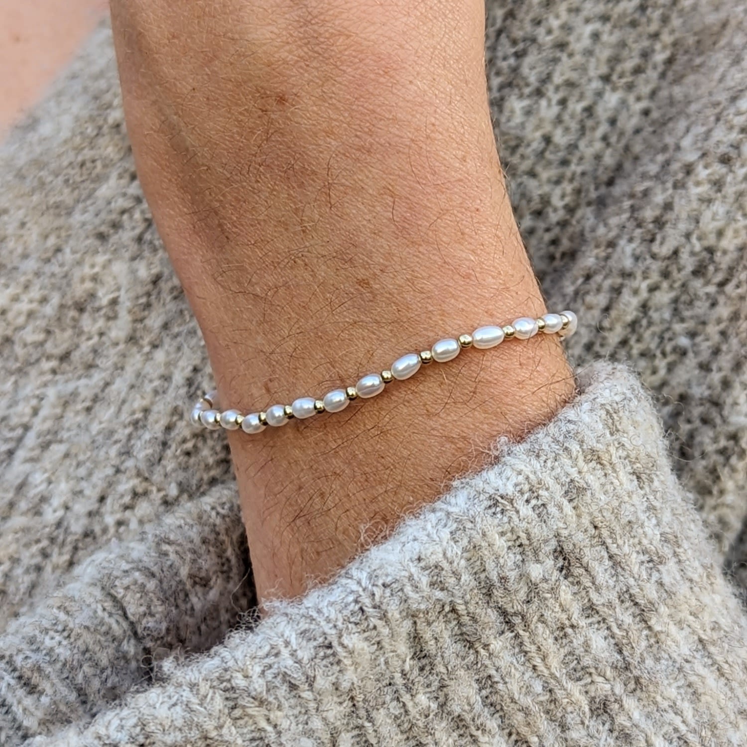 Nina Tiny Pearl And Bead Gold Filled Bracelet