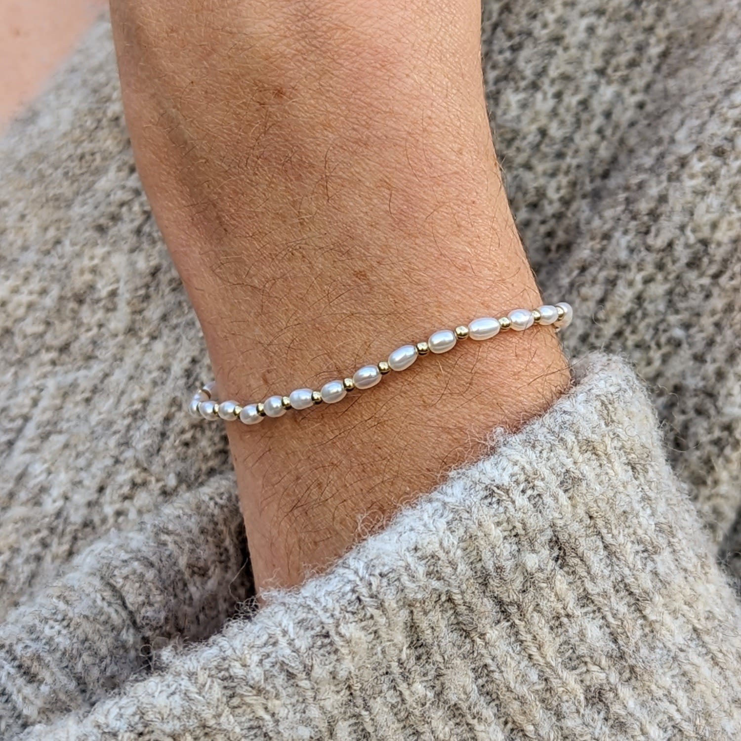 Nina Tiny Pearl And Bead Sterling Silver Bracelet