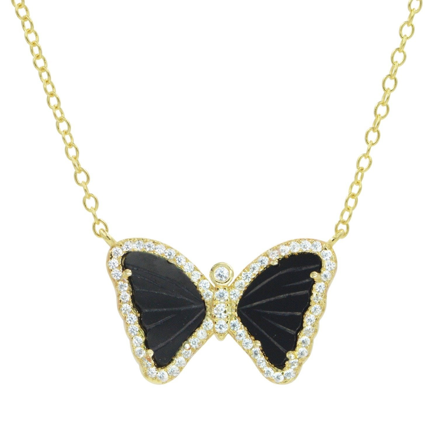 Mini Black Onyx Butterfly Necklace