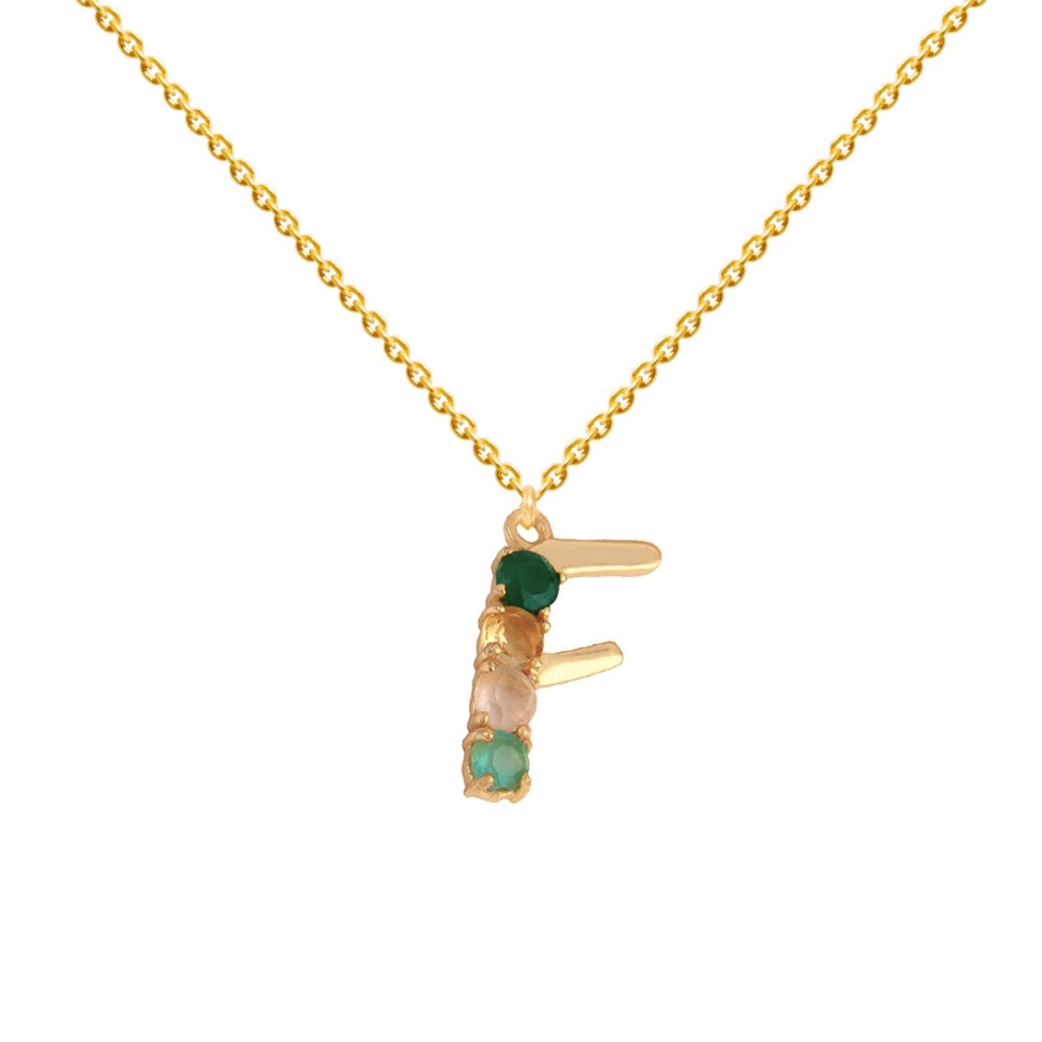 Multicolored Initial "F" Necklace