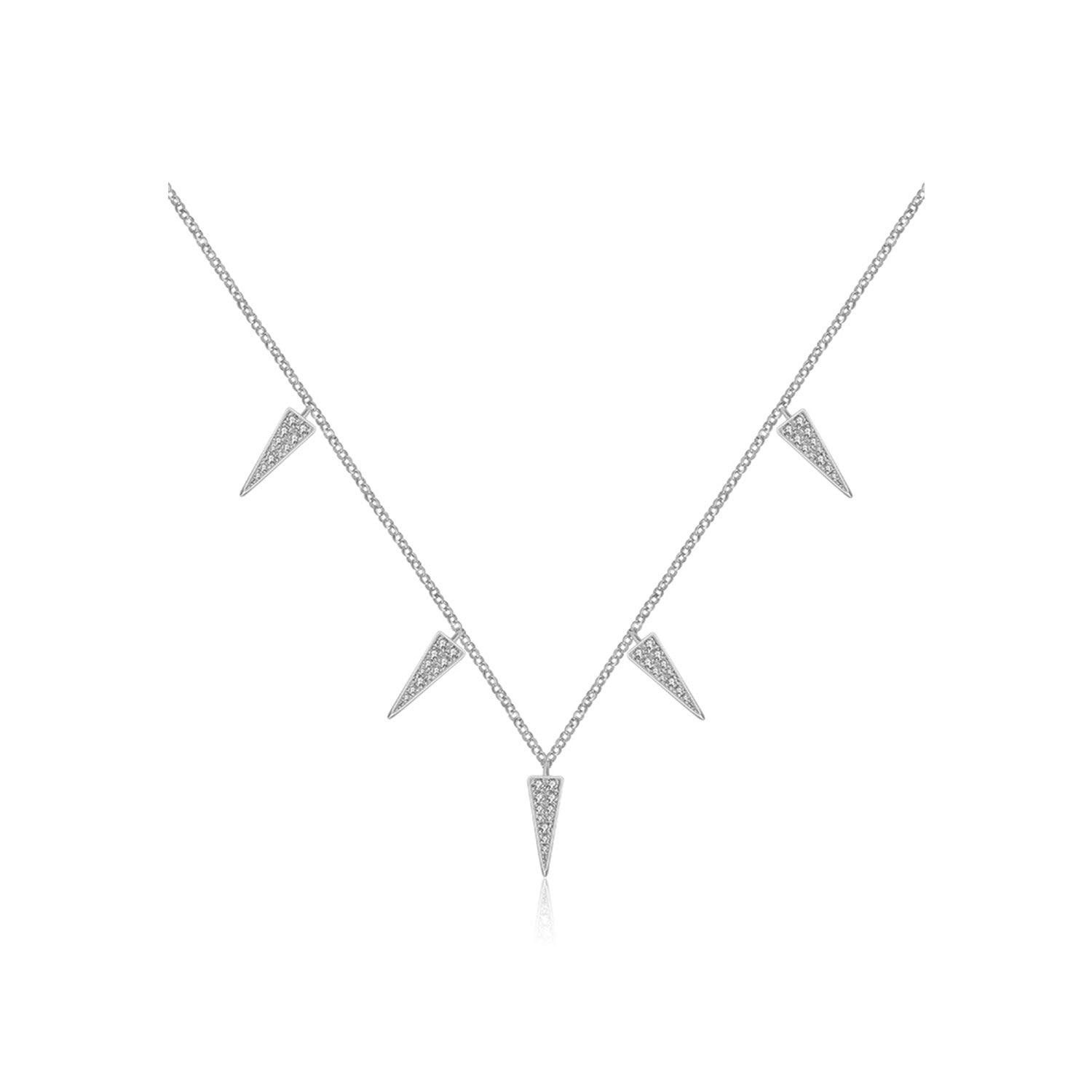 18K White Gold Triangle Shape Diamond Necklace Choker