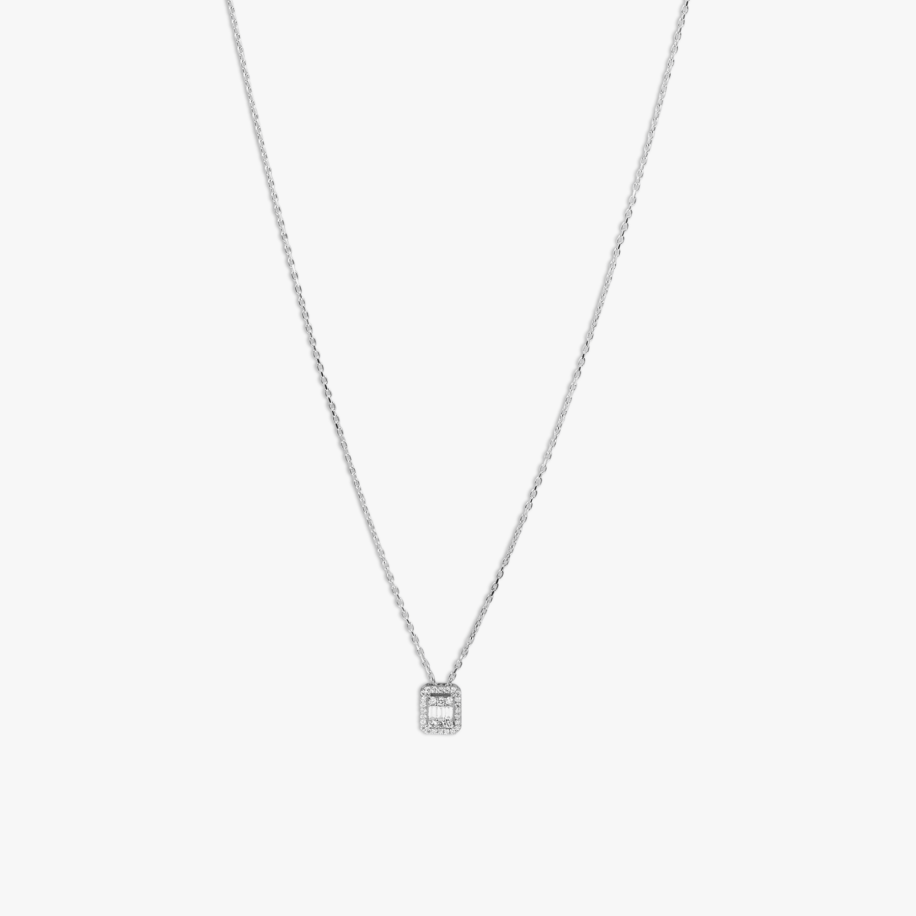 Halo Necklace in 18K White Gold with Diamond