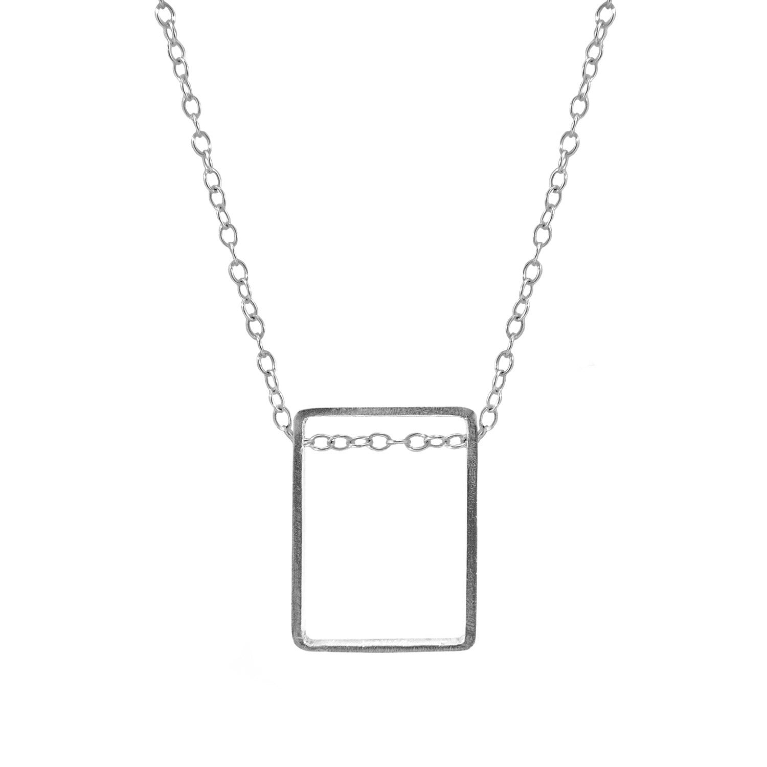 Bowen Box Mini Geometric Silver Necklace Pendant
