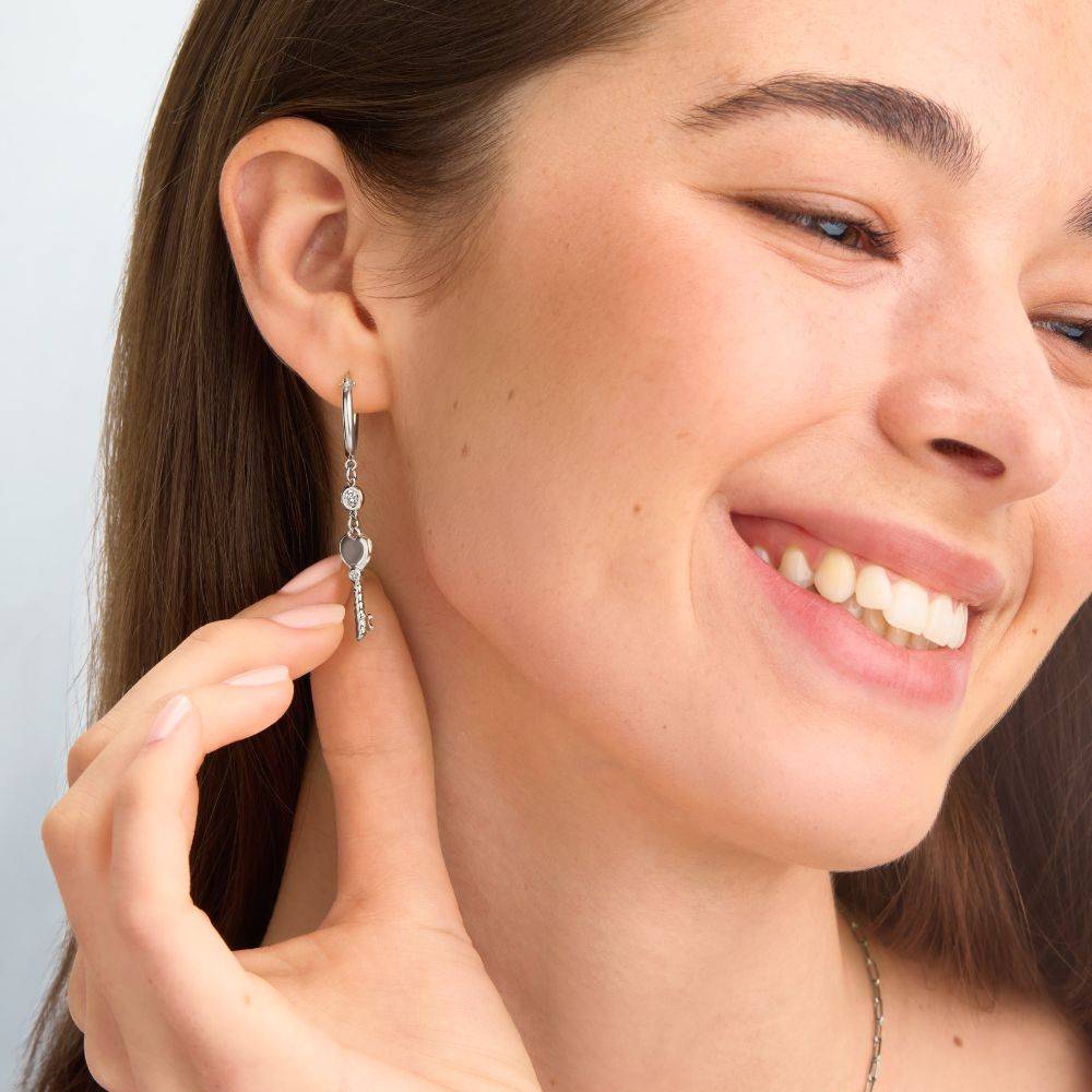No Other Key Diamond Earrings in Silver