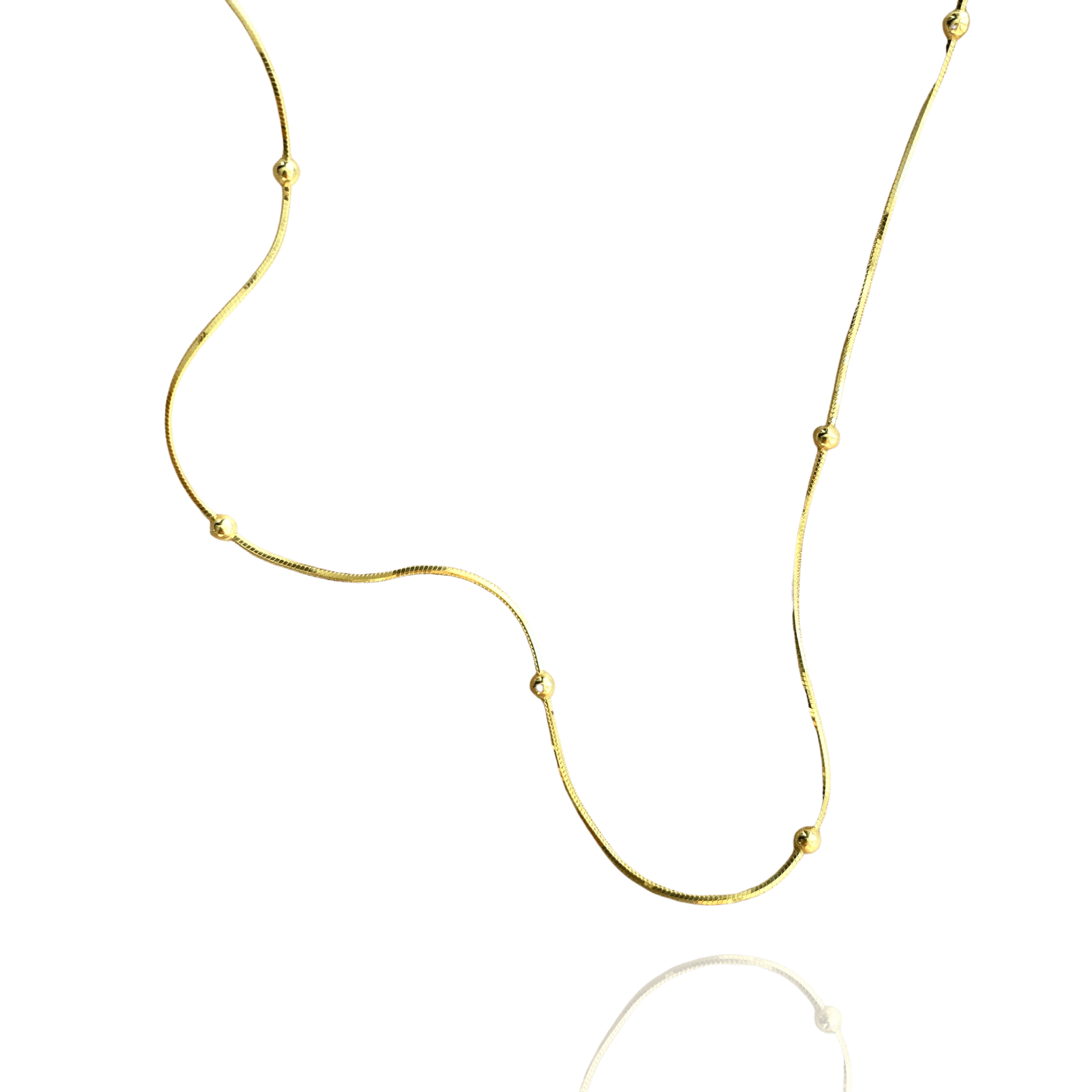 Italian Fine Chain Sterling Silver Satellite Beaded Necklace - Gold