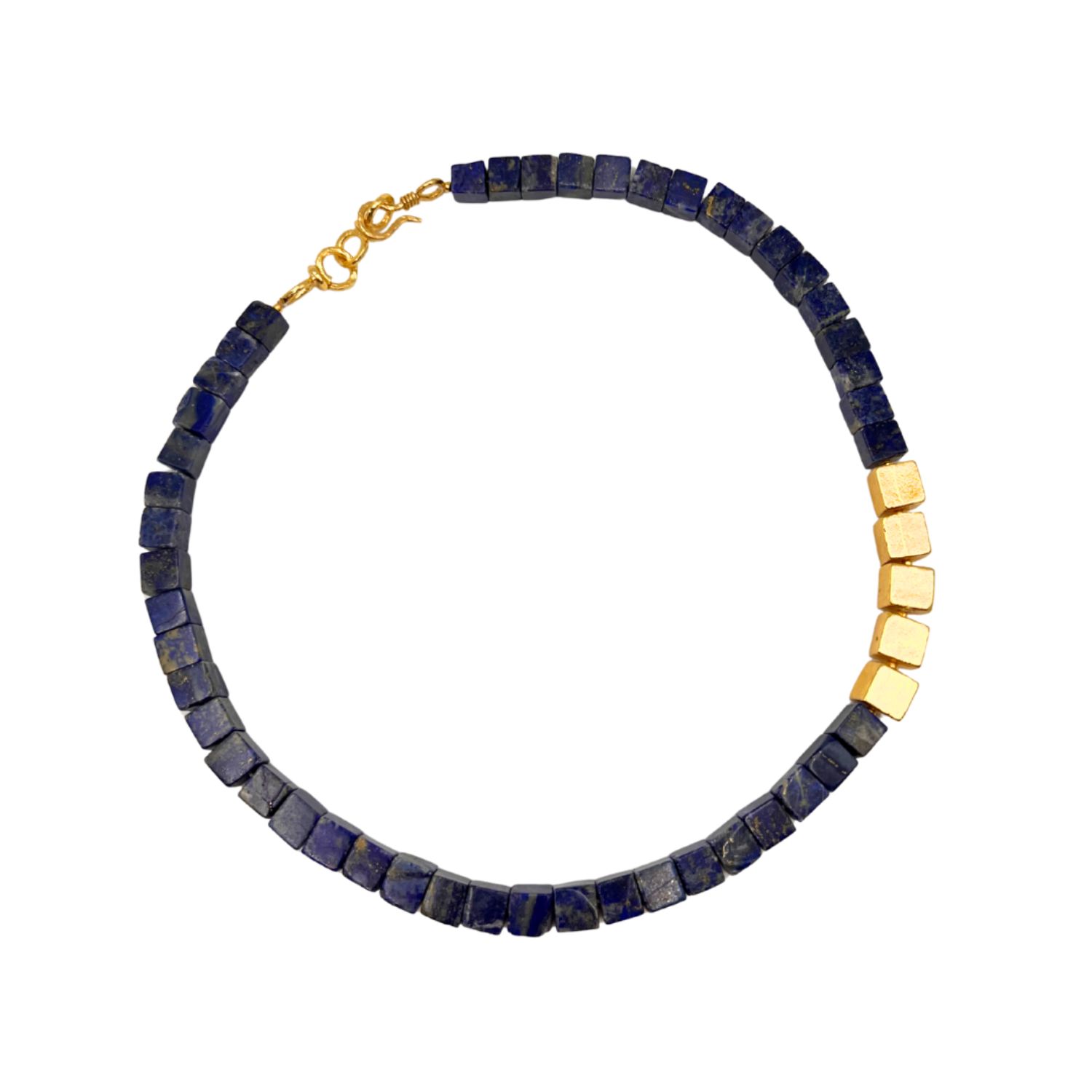 Nocturne - Lapis Beaded Necklace With 24K Plated Beads