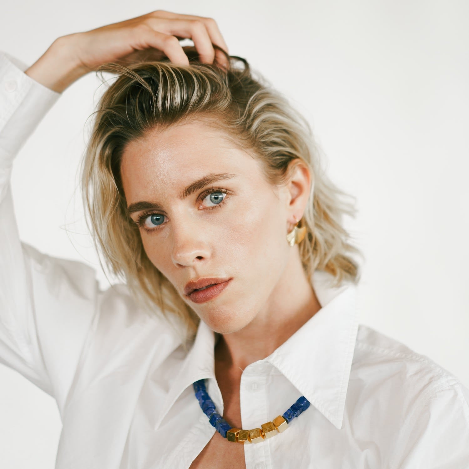 Nocturne - Lapis Beaded Necklace With 24K Plated Beads