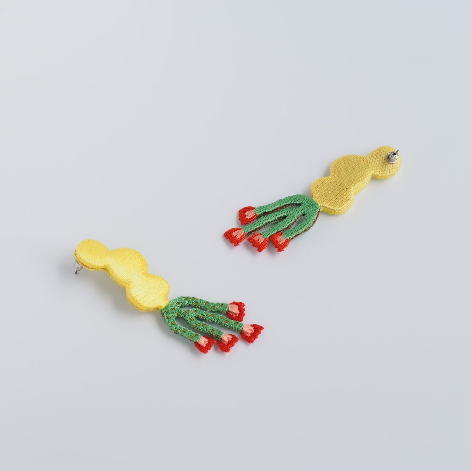 Noi Embroidery Earrings - Yellow
