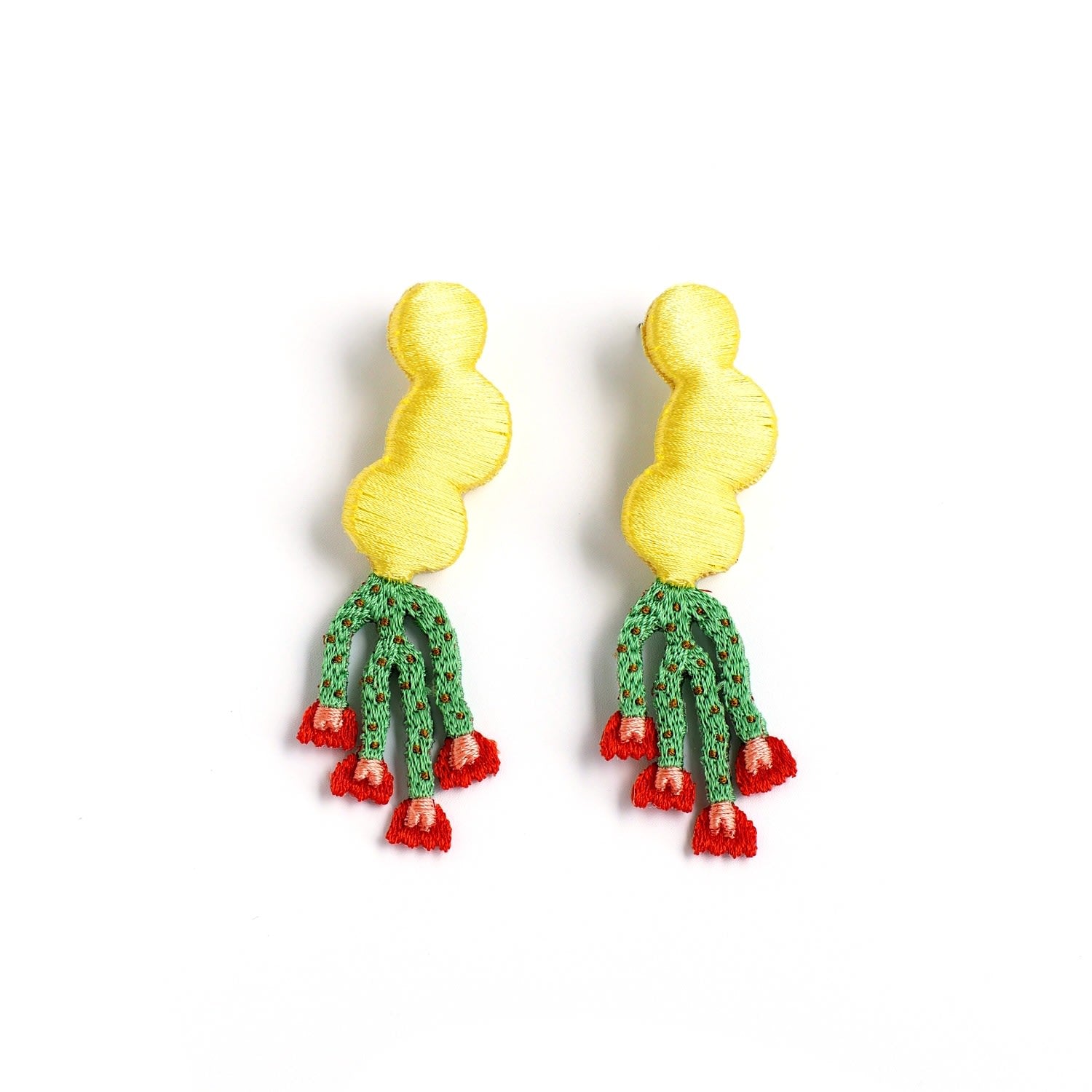 Noi Embroidery Earrings - Yellow