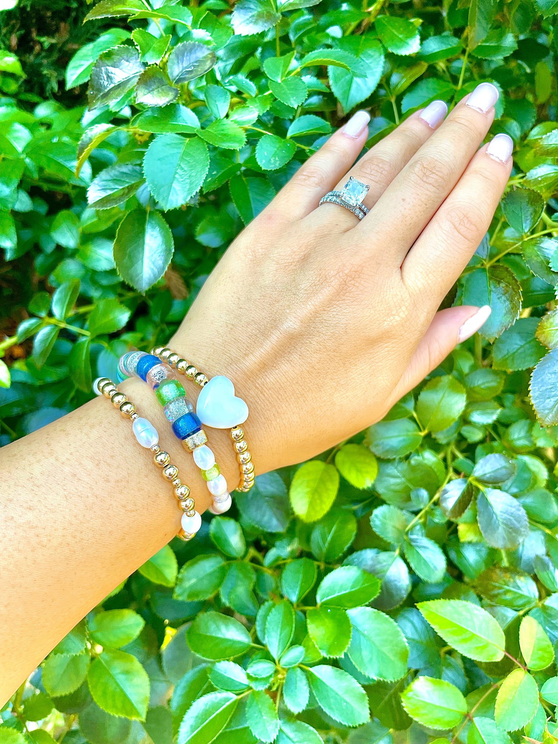 Delphine Glass Bead Bracelet With Pearls