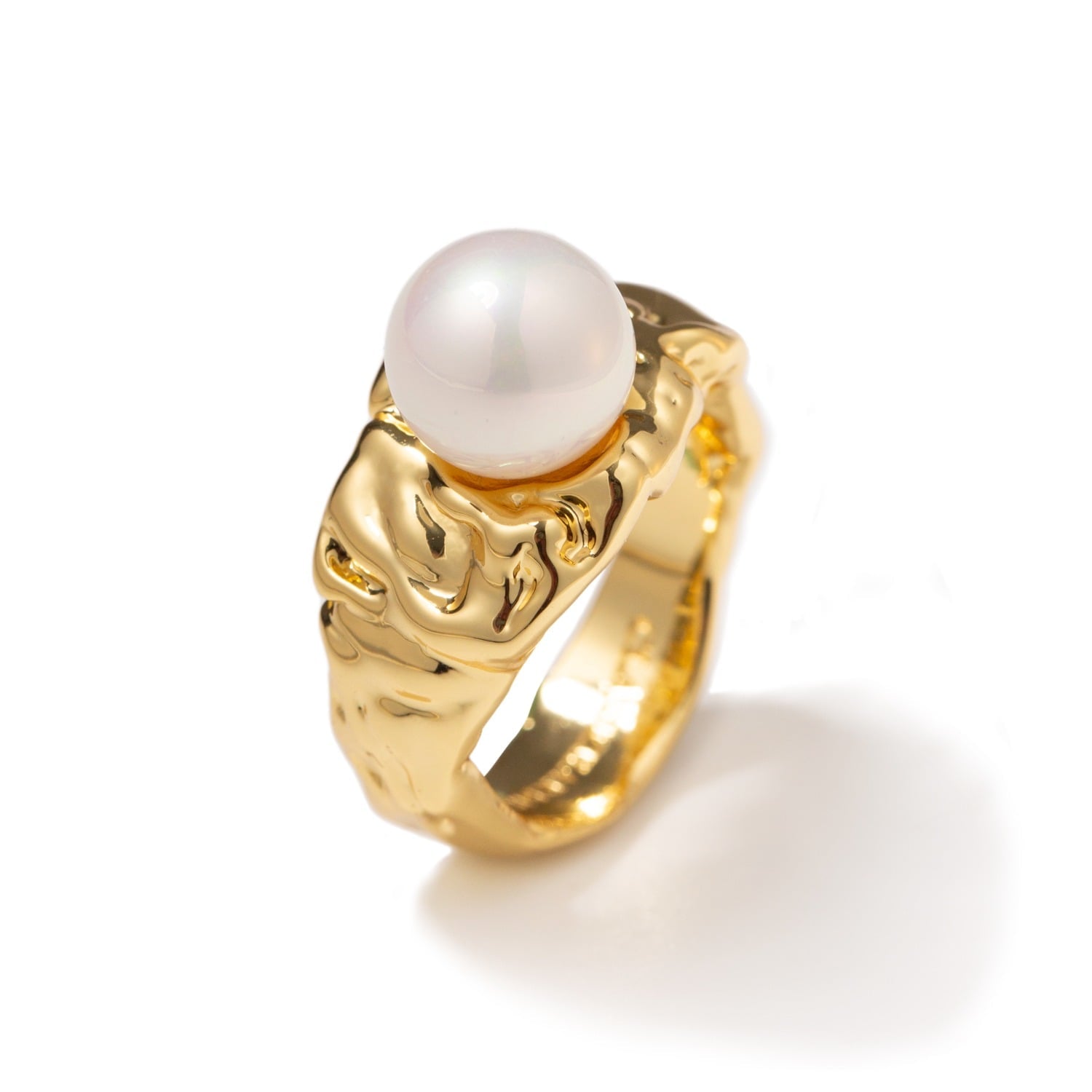 Nora Gold Molten Pearl Ring