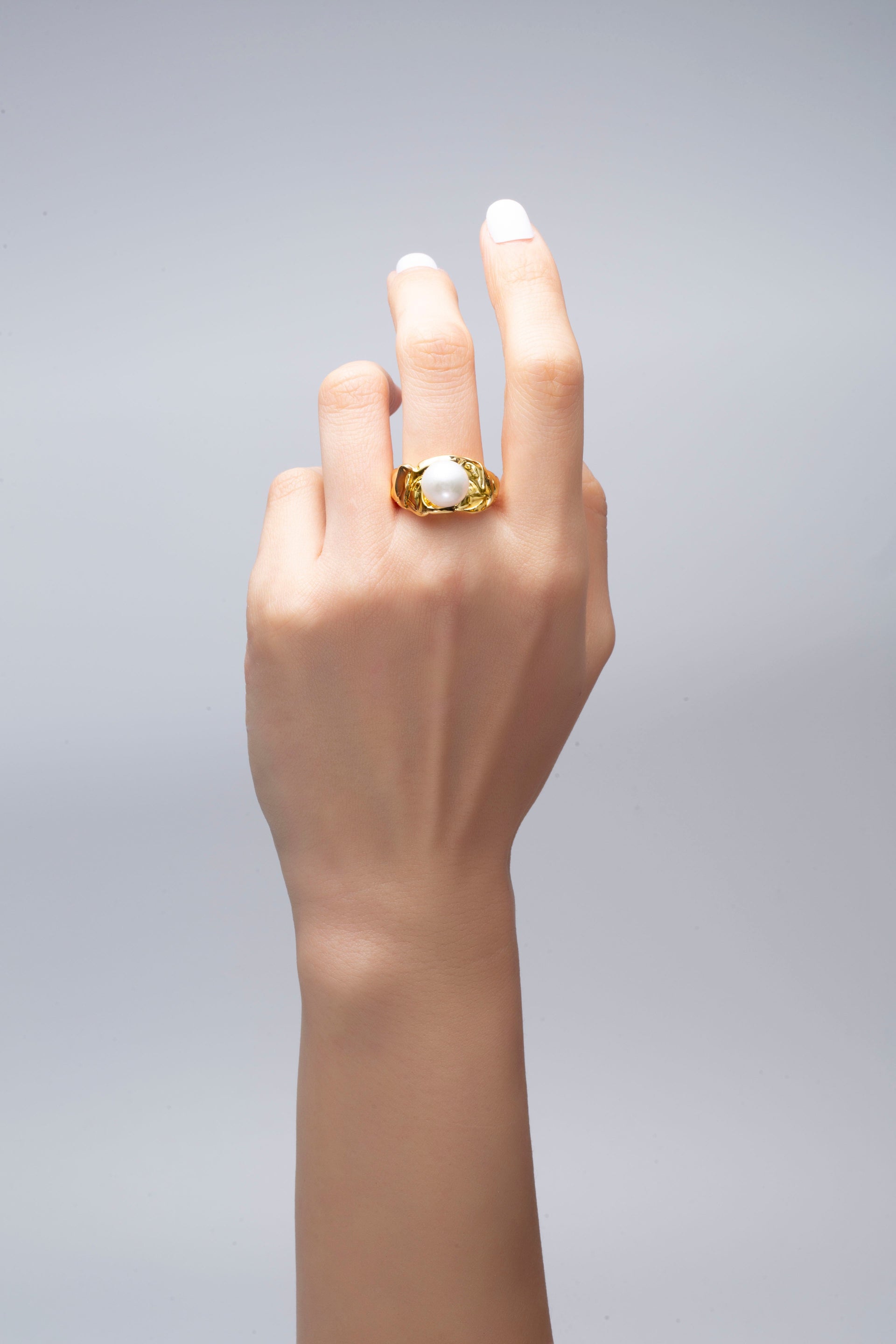 Nora Gold Molten Pearl Ring