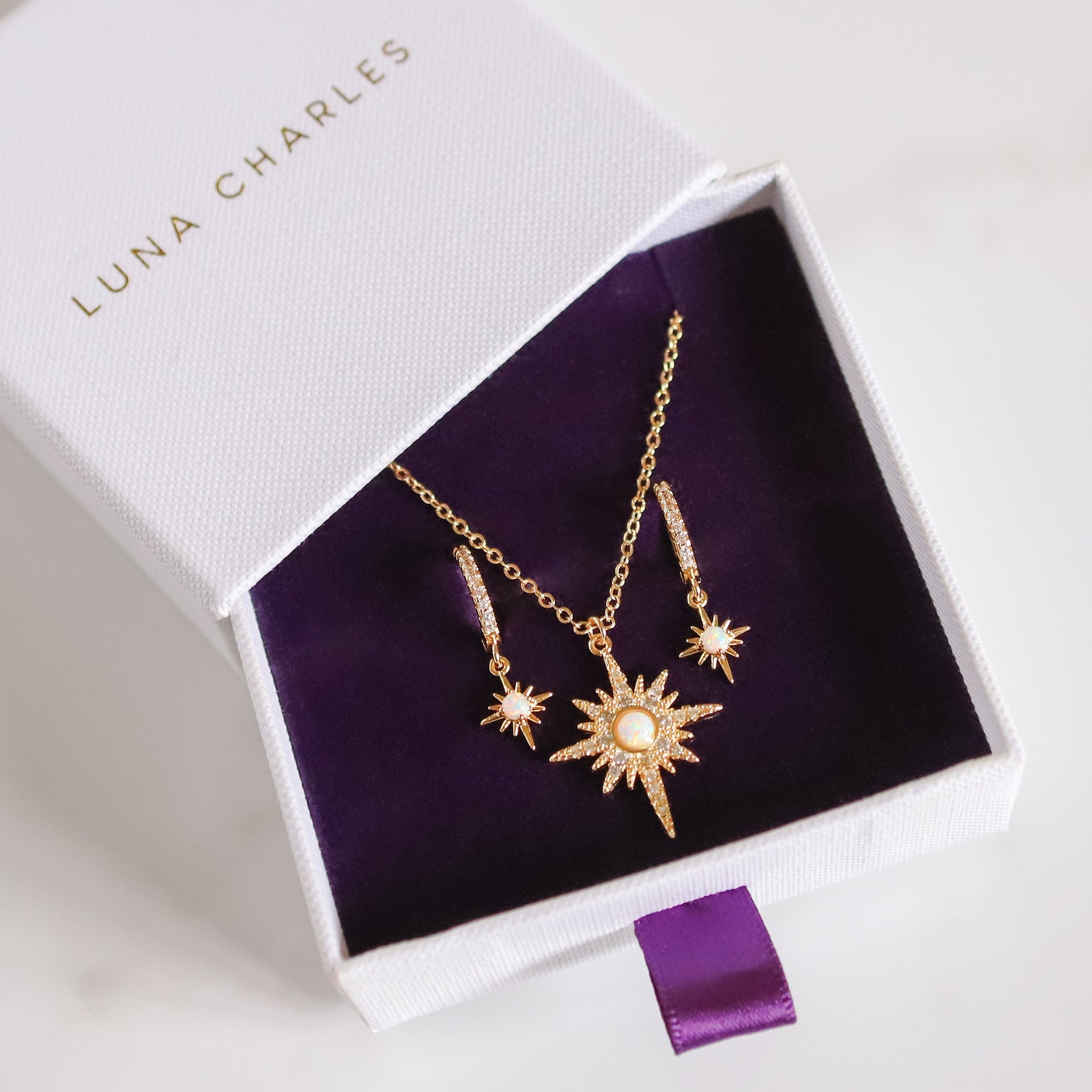 North Star Gift Set - Earrings & Necklace - Gold Plated